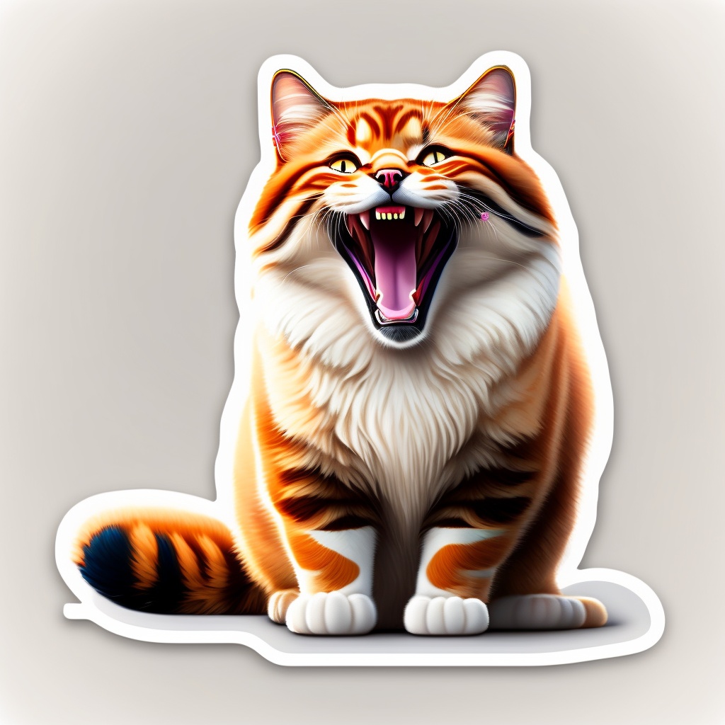 Lexica - A happy laughing cat , white background, sticker