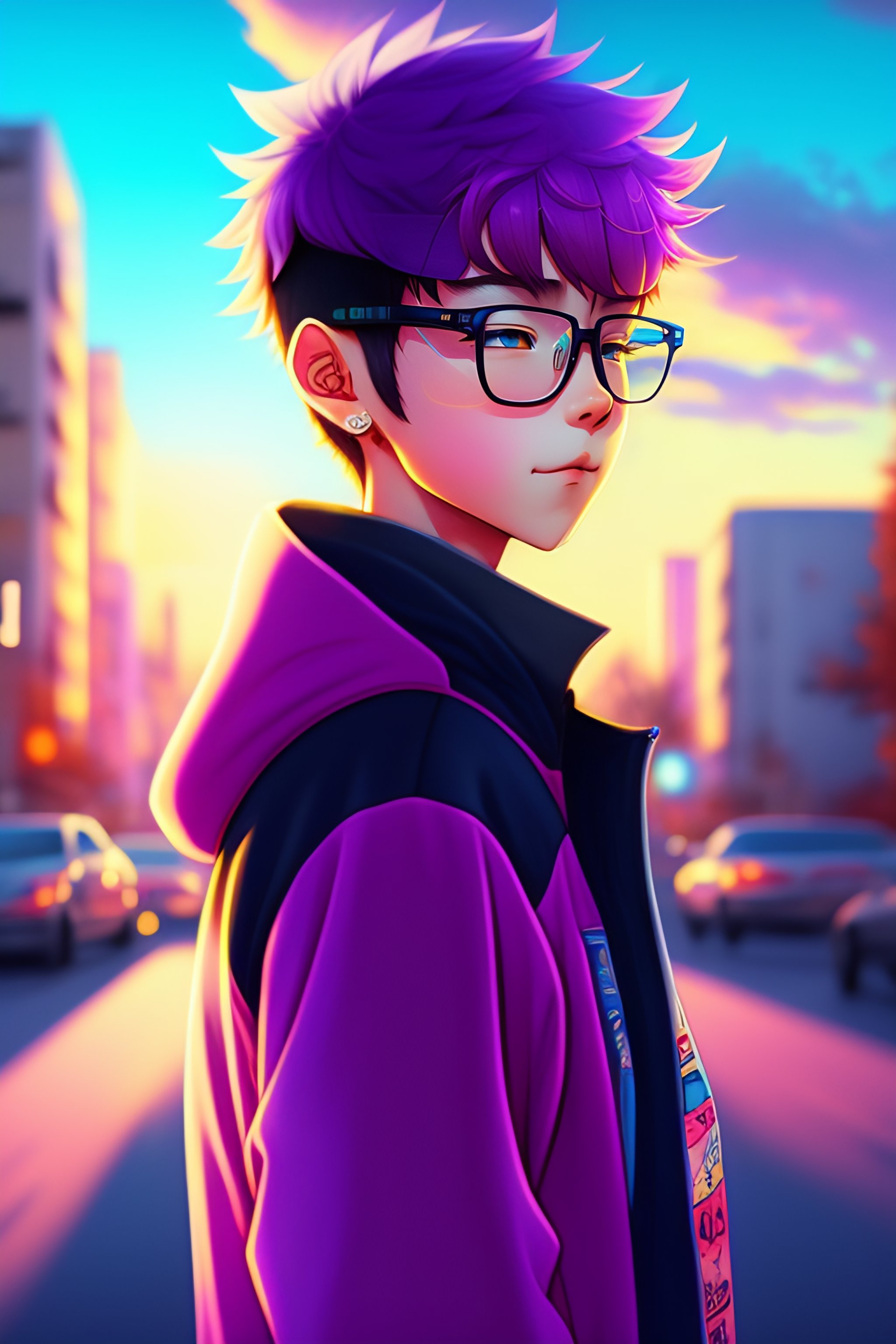 anime boy with glasses