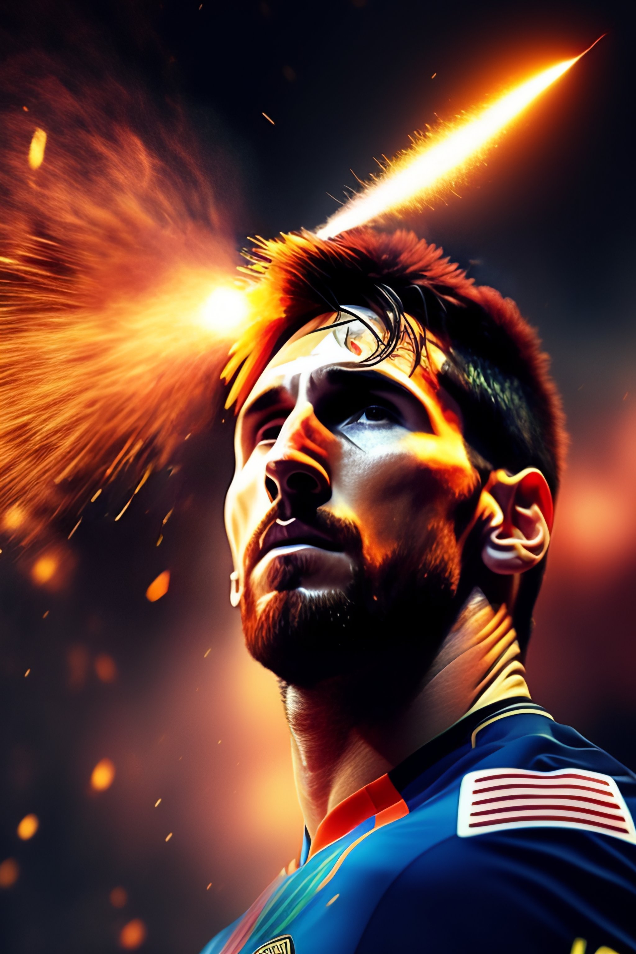 Lexica - Messi with firecrackers un the head