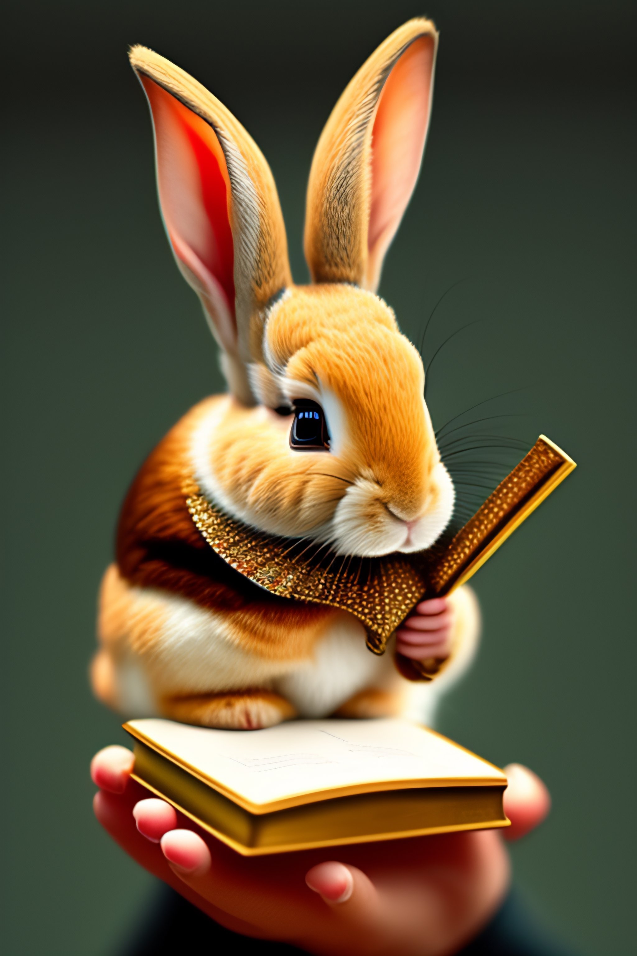 Lexica - A cute little rabbit holding a couplet in his hand