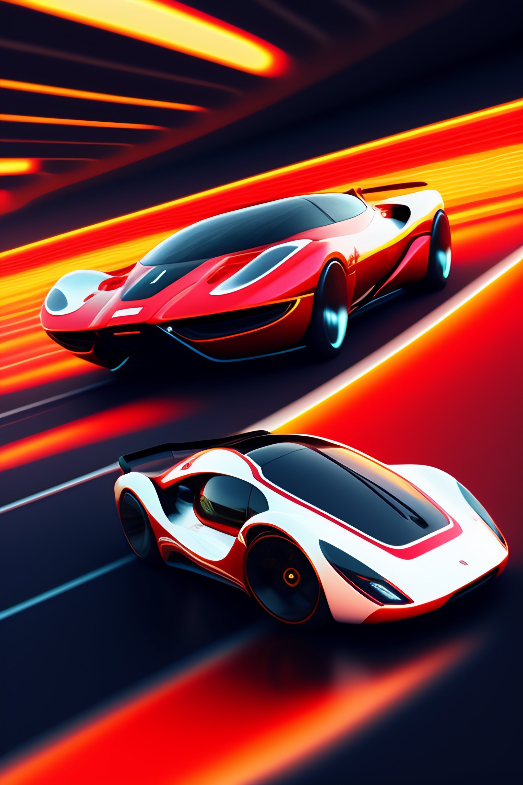 Lexica - Speed racer mach 6. white and red car. motionblur. zoom lines ...