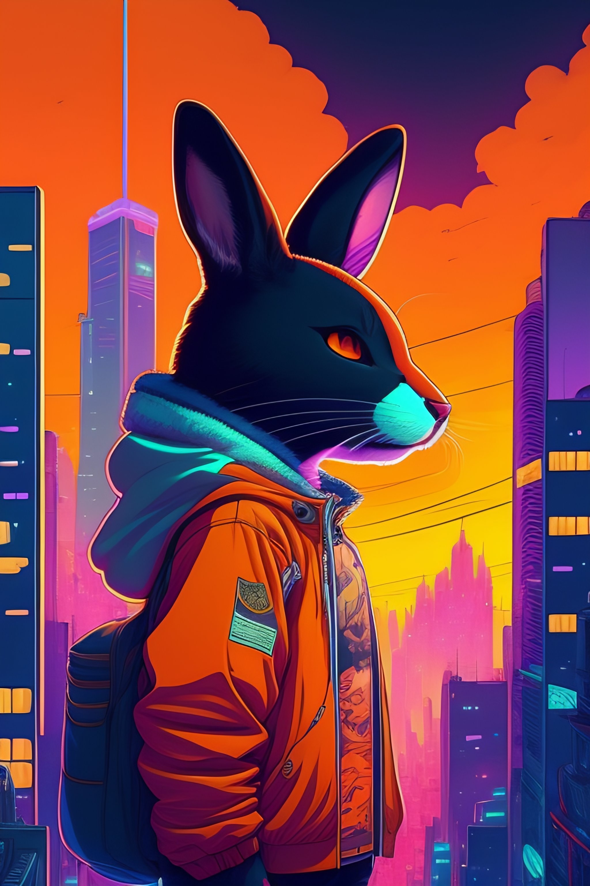 Lexica - Photo of of a huge rabit in a fusion cityscape, style of ...
