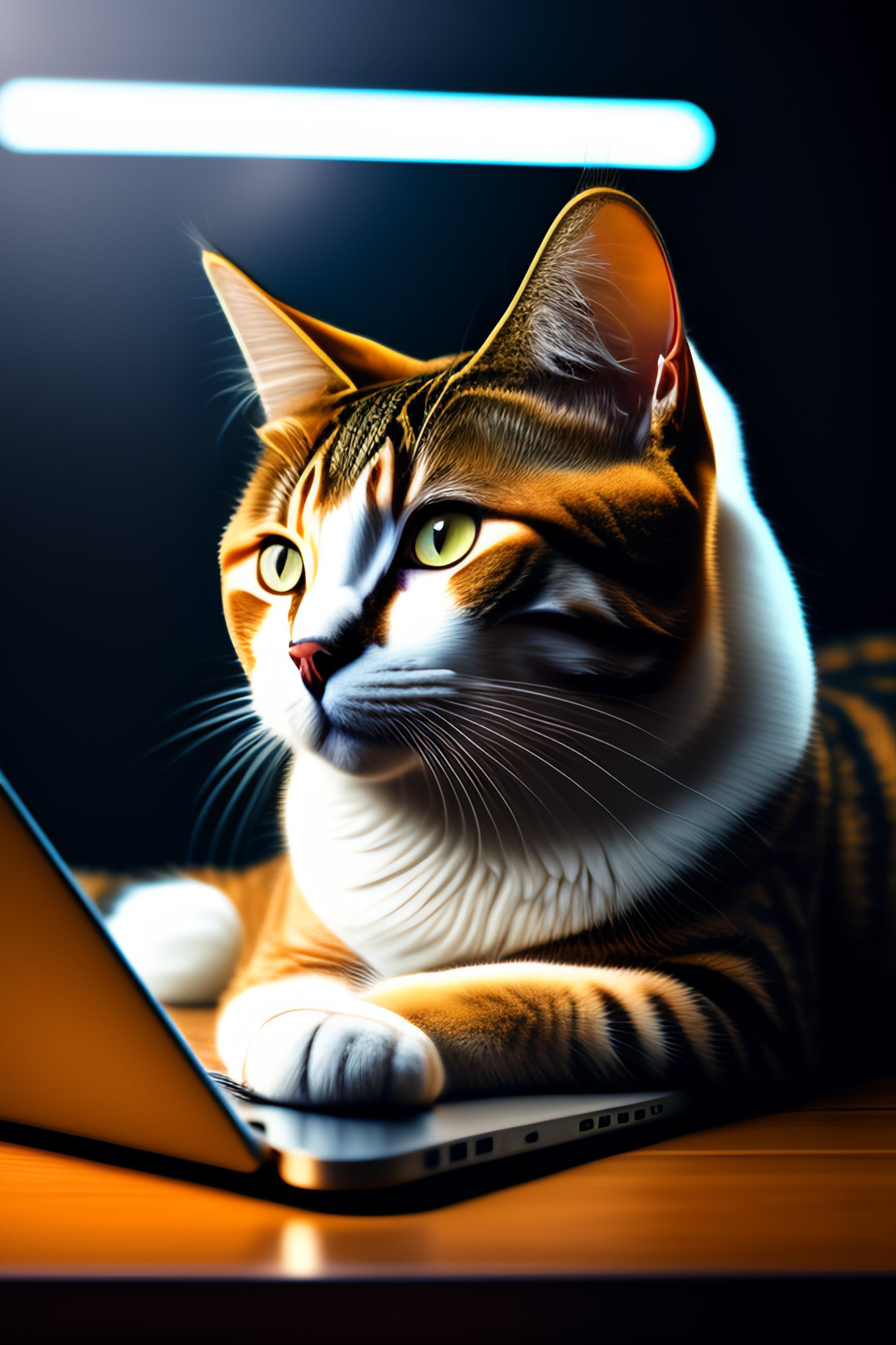 Lexica Cat with MacBook space