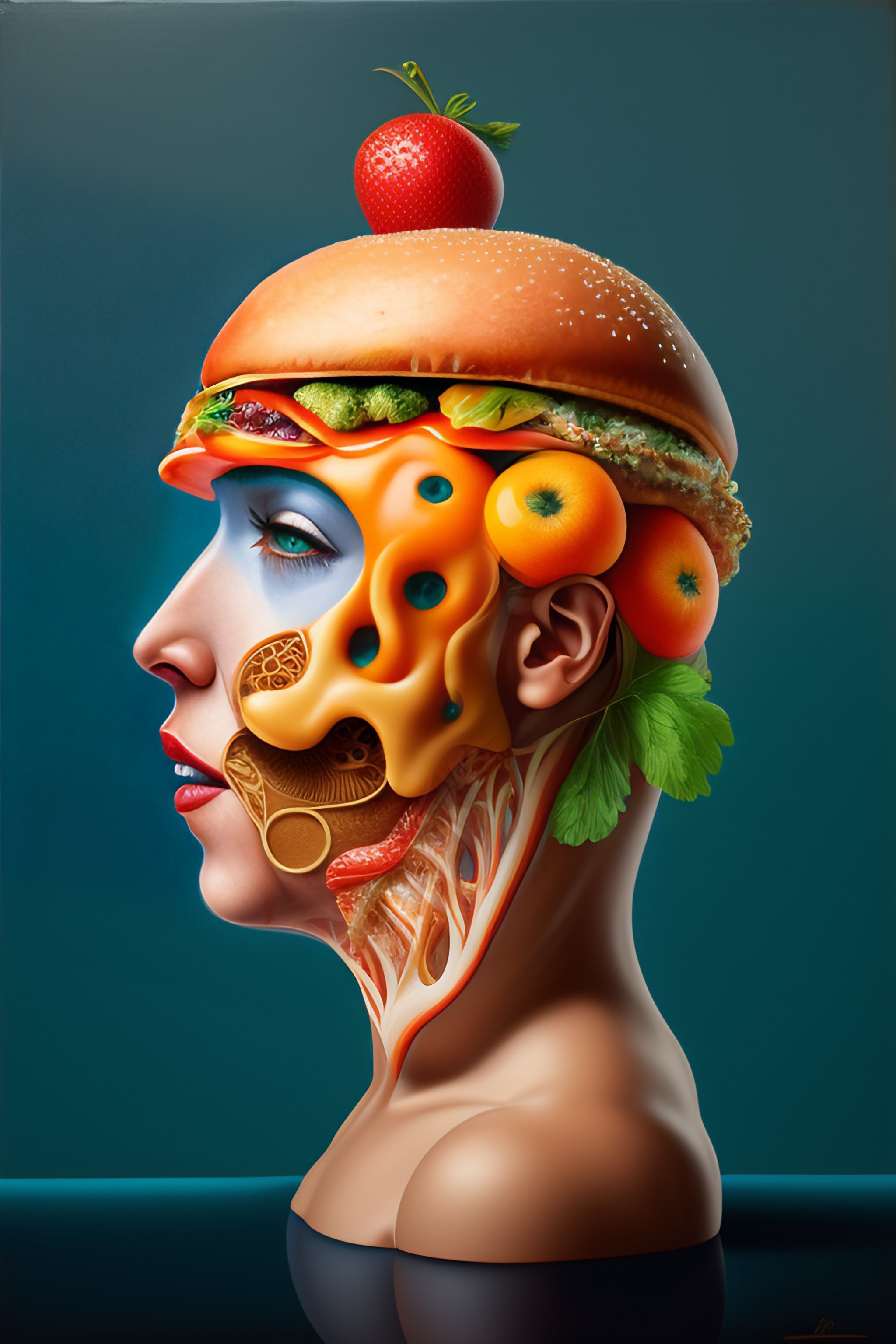 Lexica - The anatomy of a surreal junk food face, an ultrafine detailed  painting