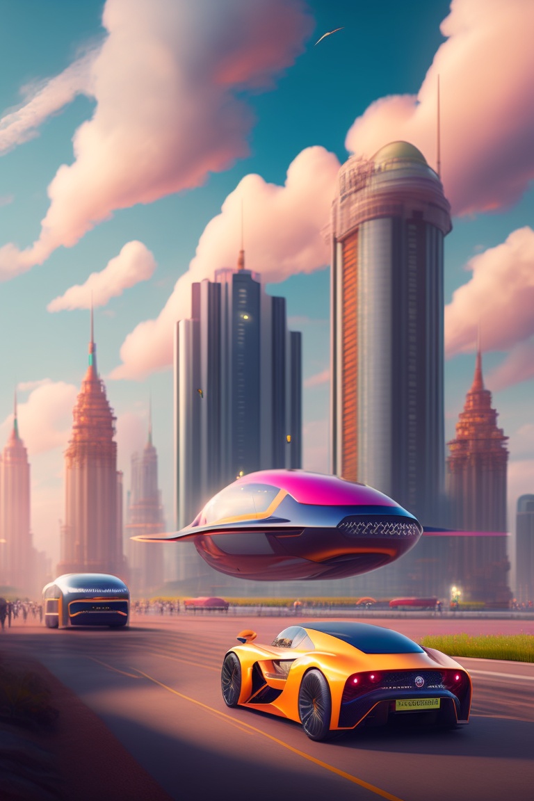 Lexica - Portrait of a futuristic city with flying cars, flying clouds ...