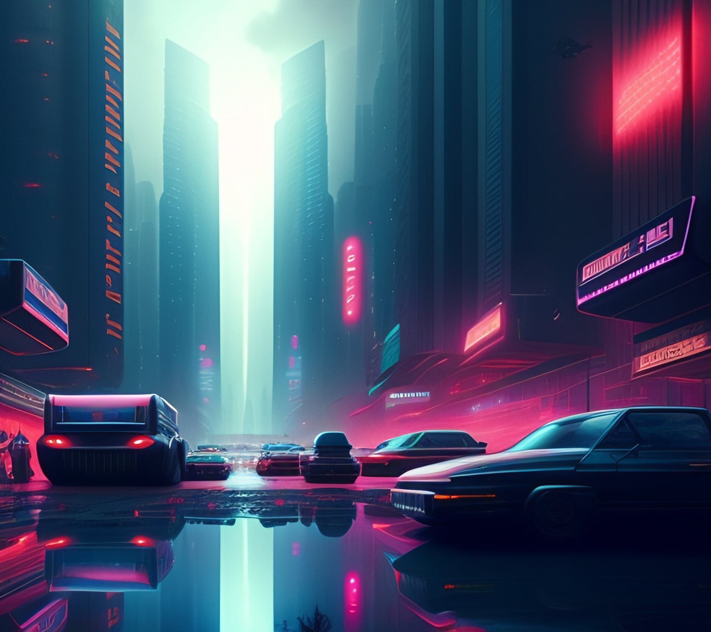 Lexica - Dystopian ultratechnological futuristic neon city with ...