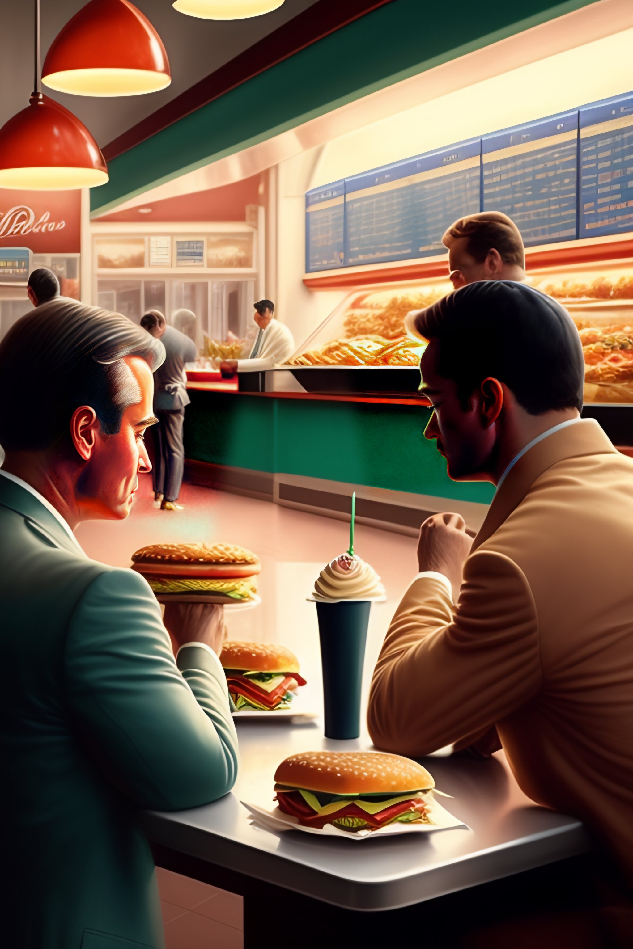Lexica - A realistic view inside of a fast food restaurant, with ...