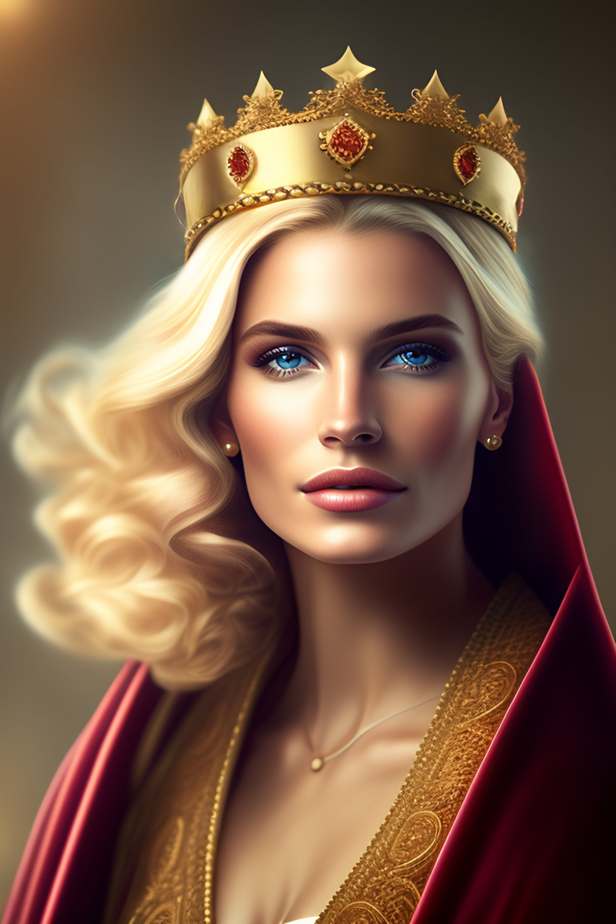 Lexica - Portrait of a blonde princess wearing a crown and a cloak ...