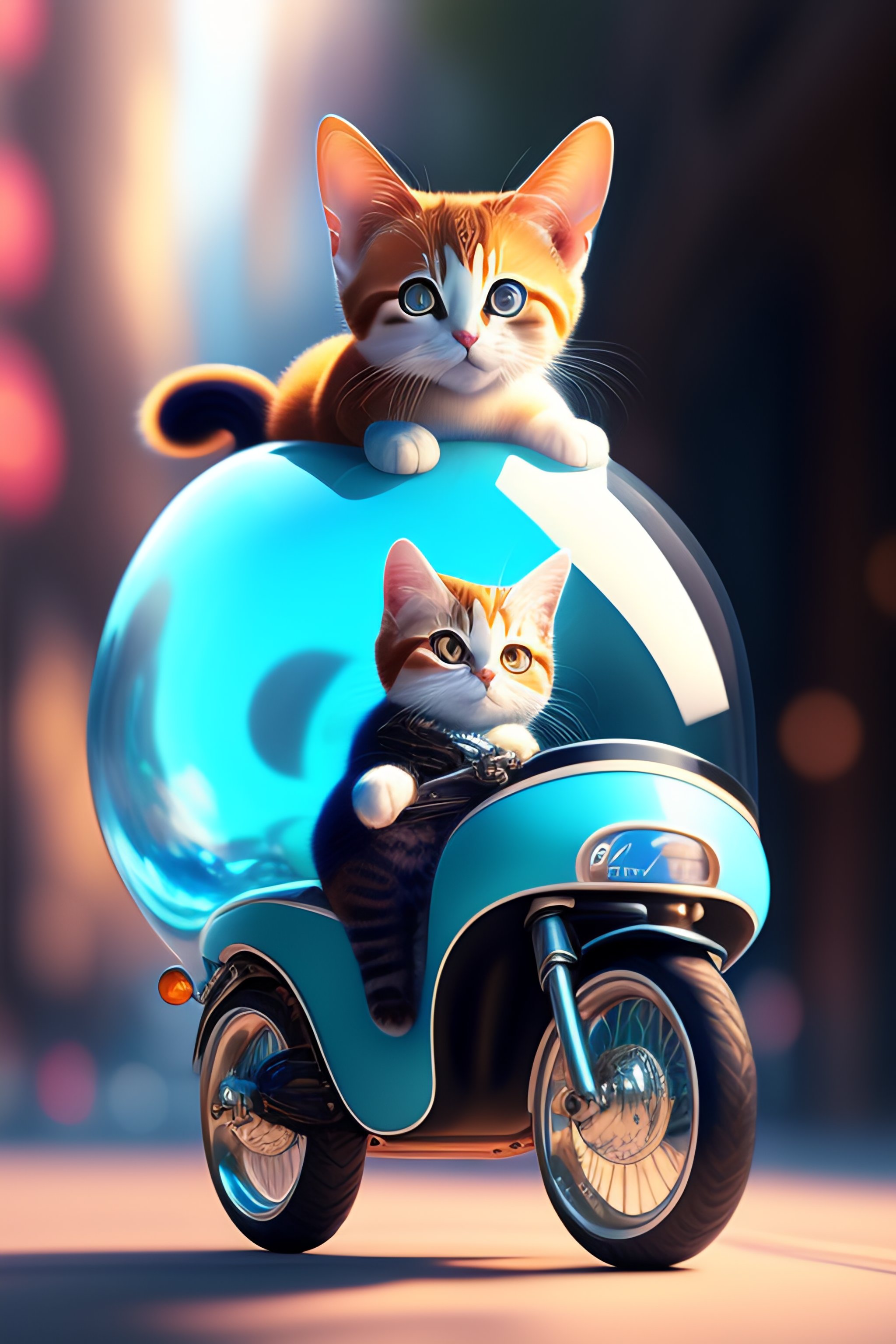Lexica - Cinematic portrait of cute Mew riding large blue bubble, oil ...