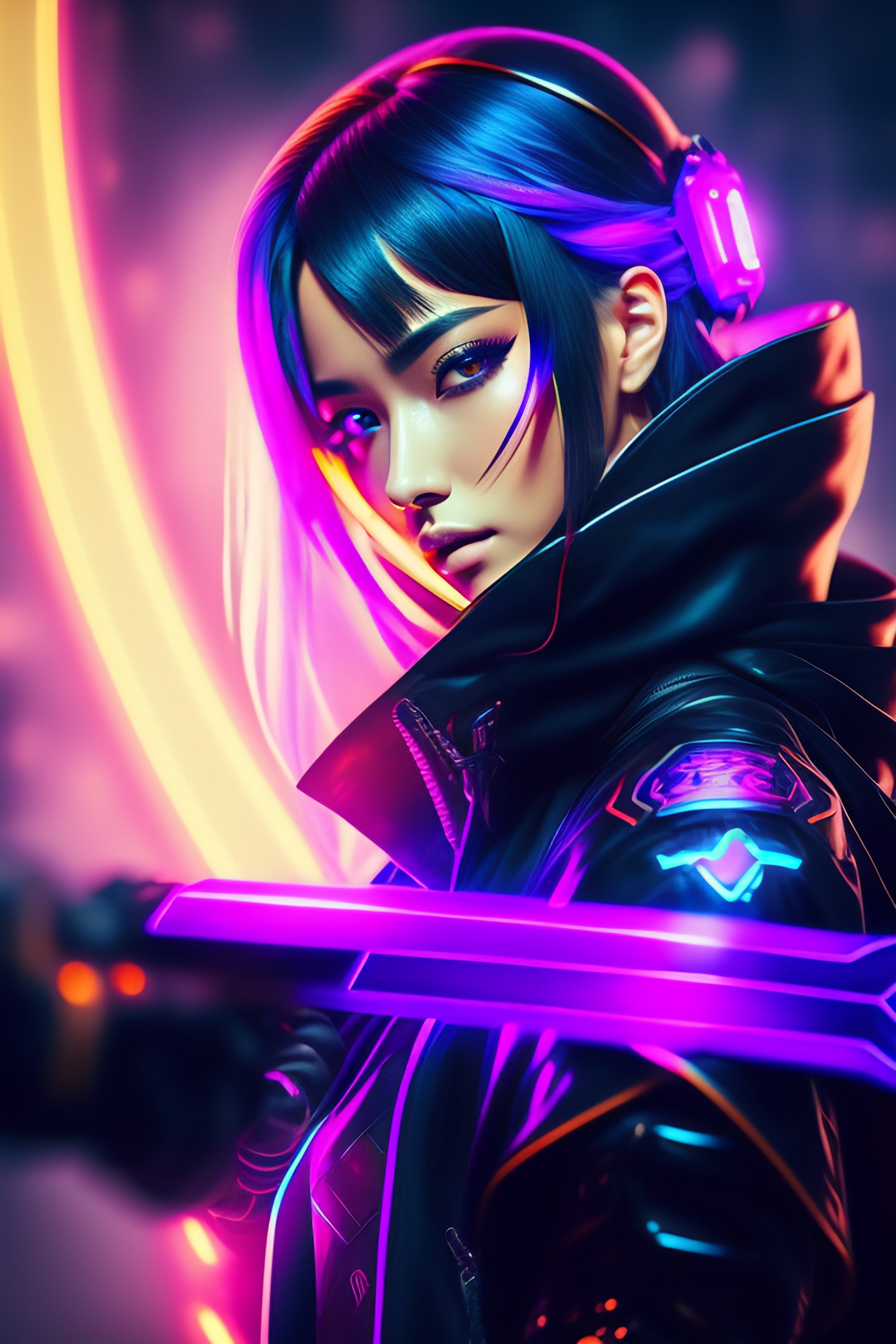 Lexica - CYBERPUNK NEON SWORD, NICE EFFECT AURA, BY SWORD ART ONLINE