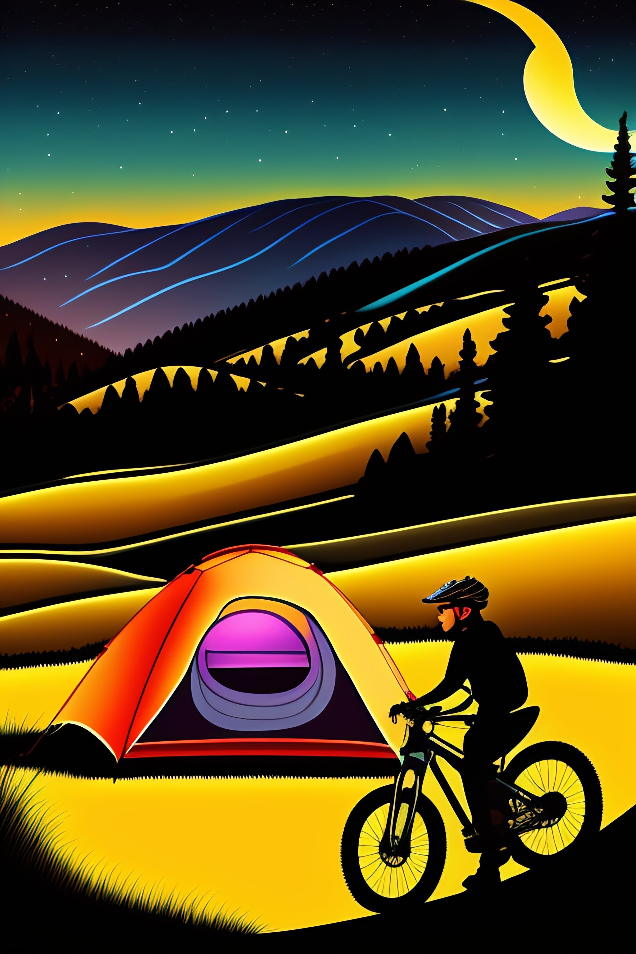 Cartoon Mountain Biking