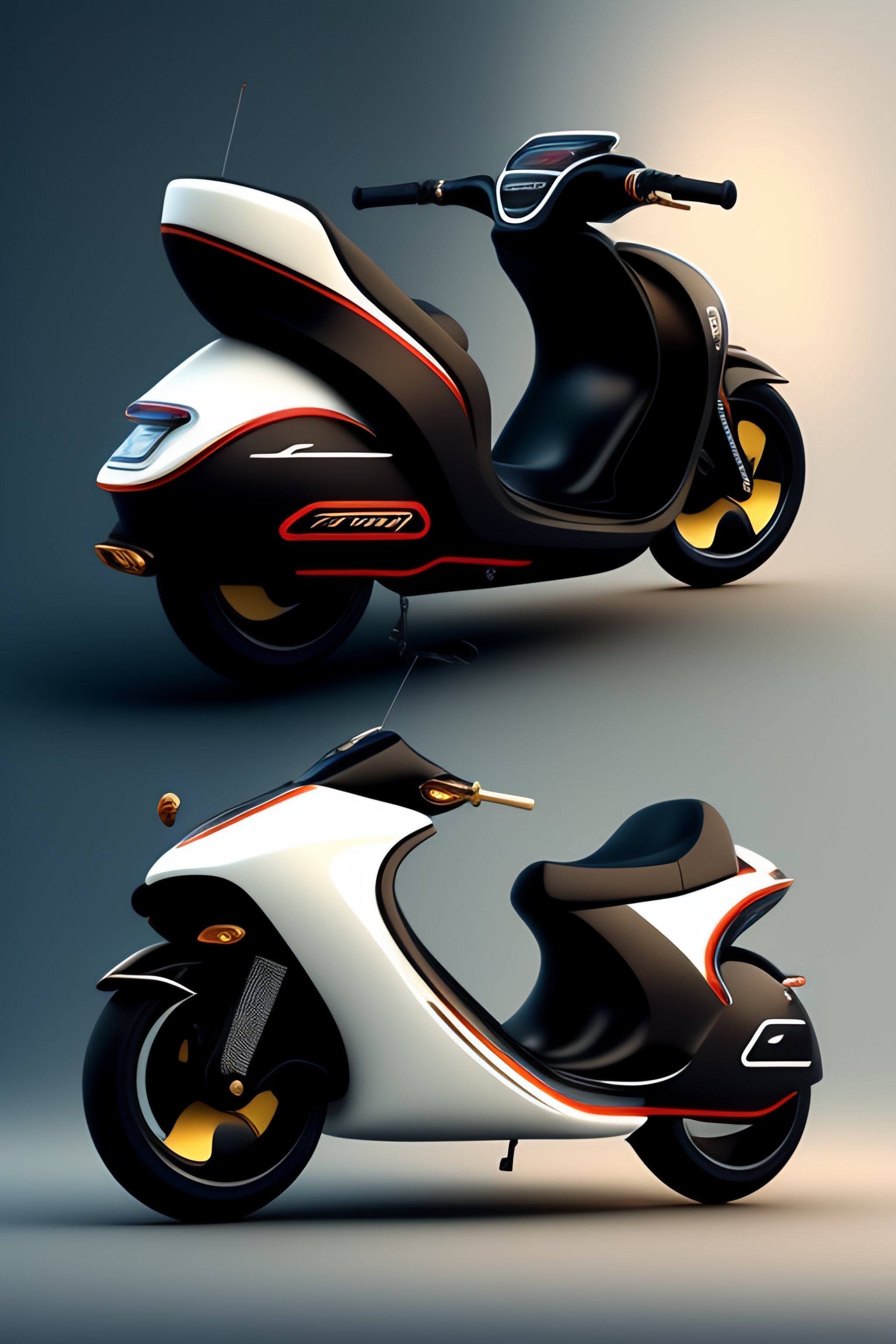 Lexica Motorbike in the style of zaha hadid, scooter, roots, wood