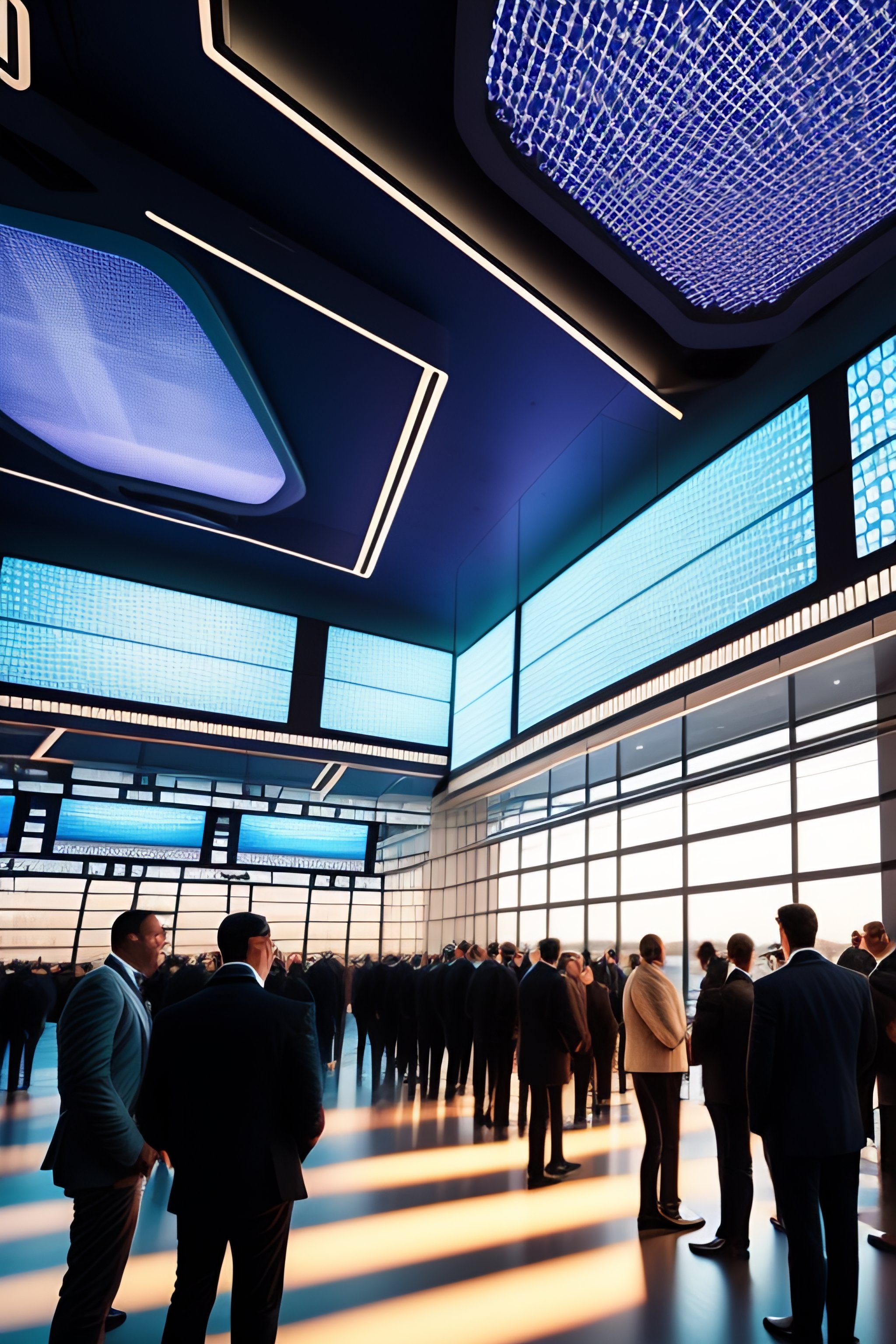 Lexica - Interior shot inside a metal lattice structure with virtual ...