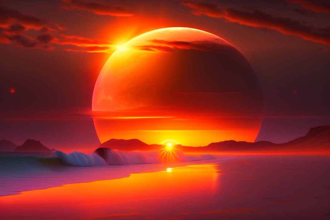 Lexica - The sun rising over the horizon, casting a warm glow.