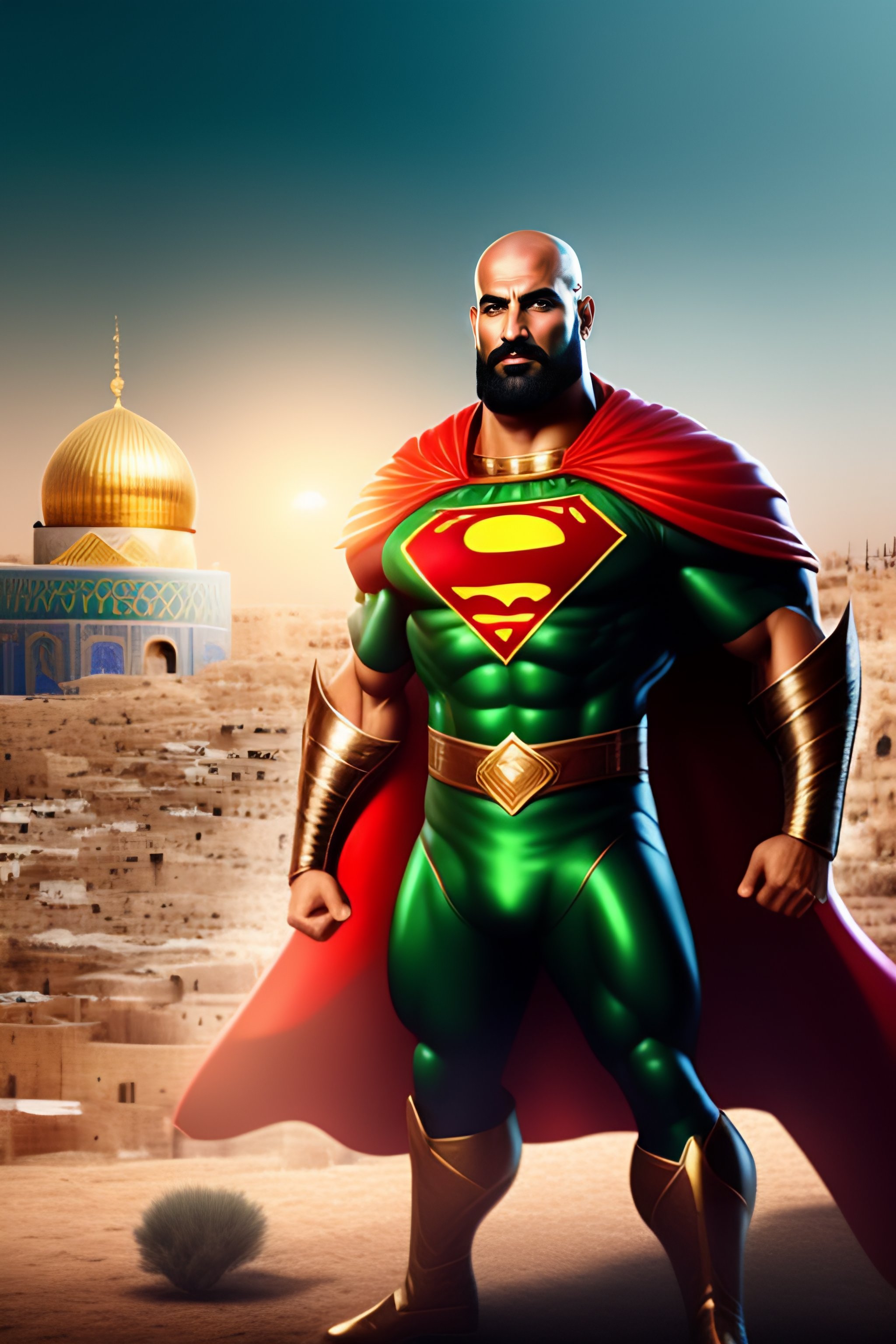 Lexica - Nidal habash,georgehabash,epic,superhero,bald,palestinian,4k ...