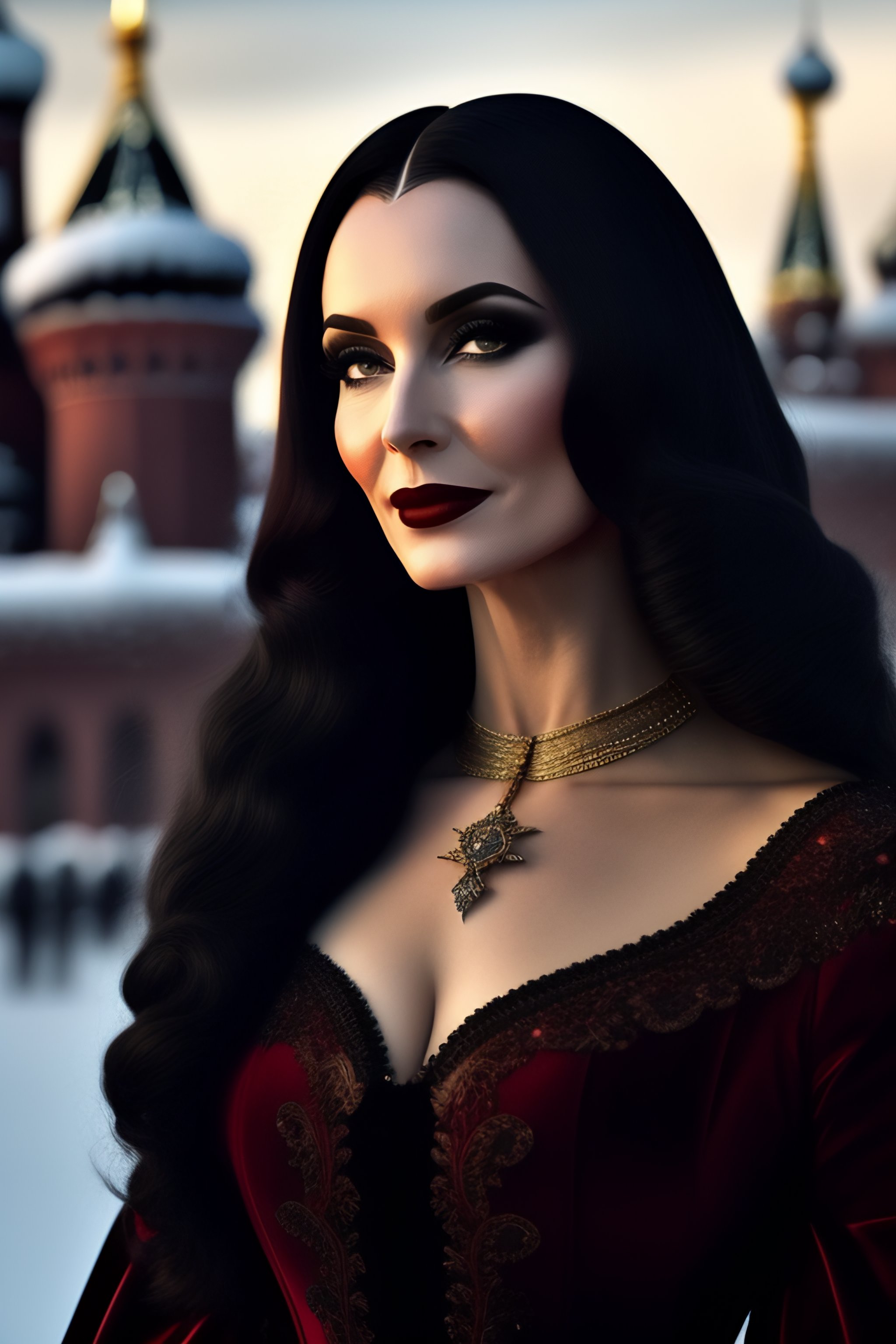 Lexica - Morticia Addams in Russian winter