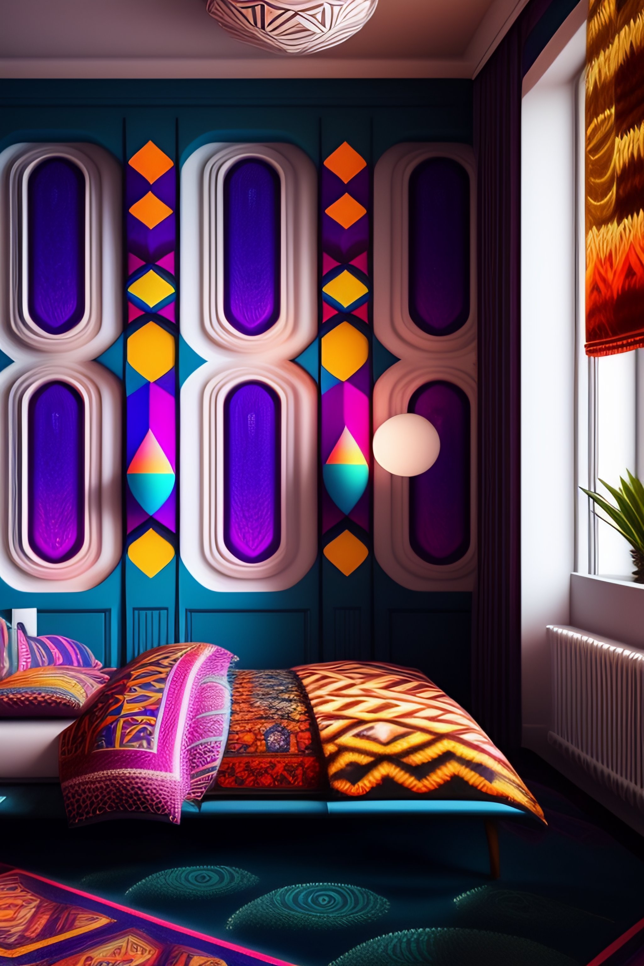 Lexica - The most psychedelic geometric patterned bedroom imaginable ...