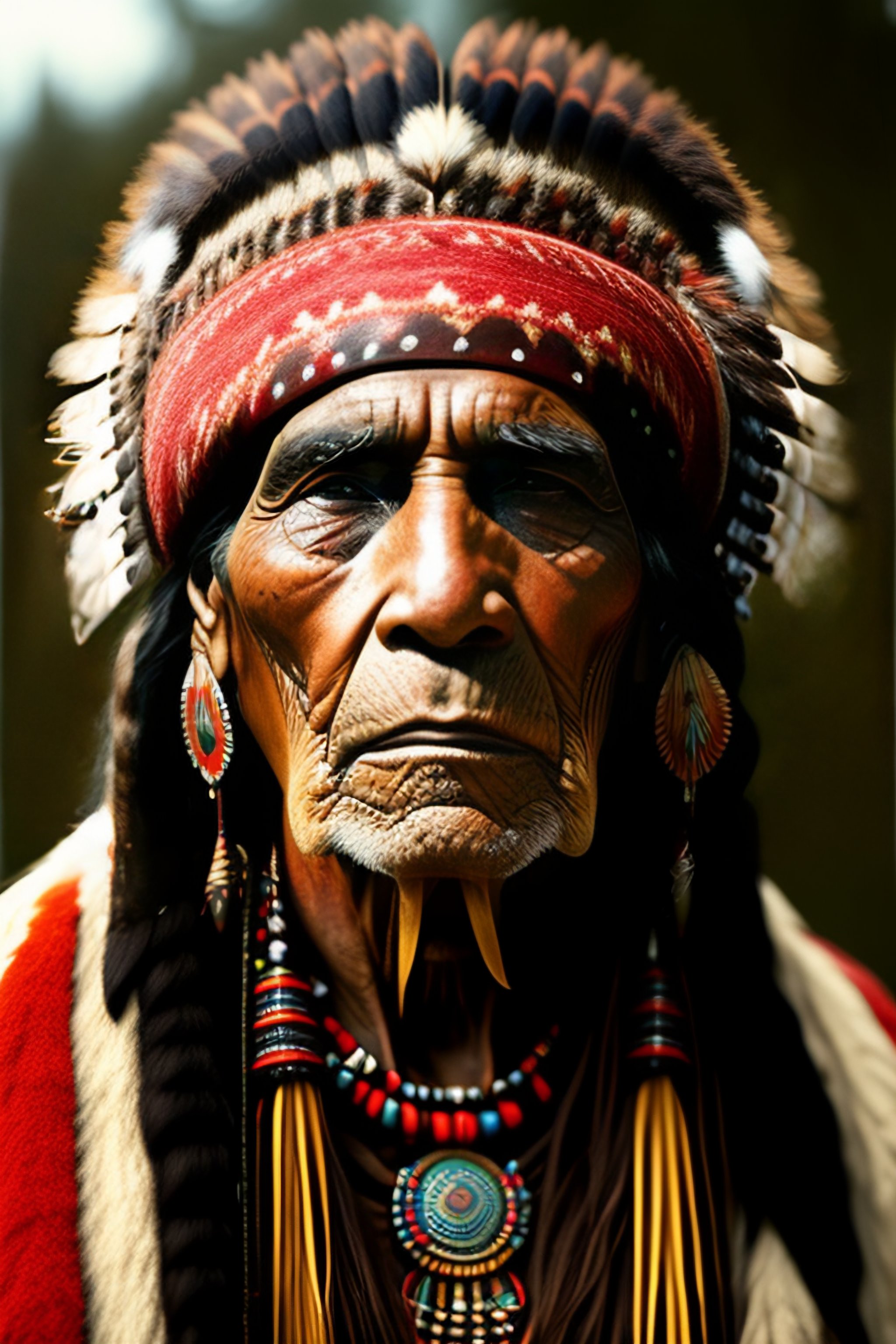 Lexica - An old American Indian chief, semi-profile, wrinkled face ...