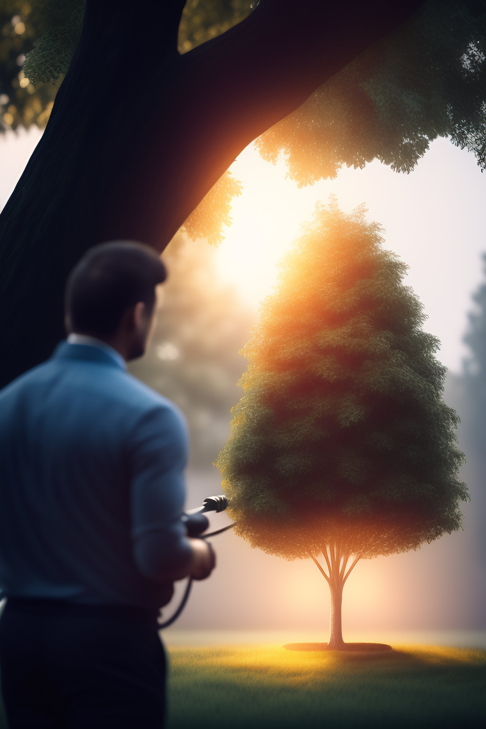 Lexica - Professional portrait photograph of a manager watering a tree ...