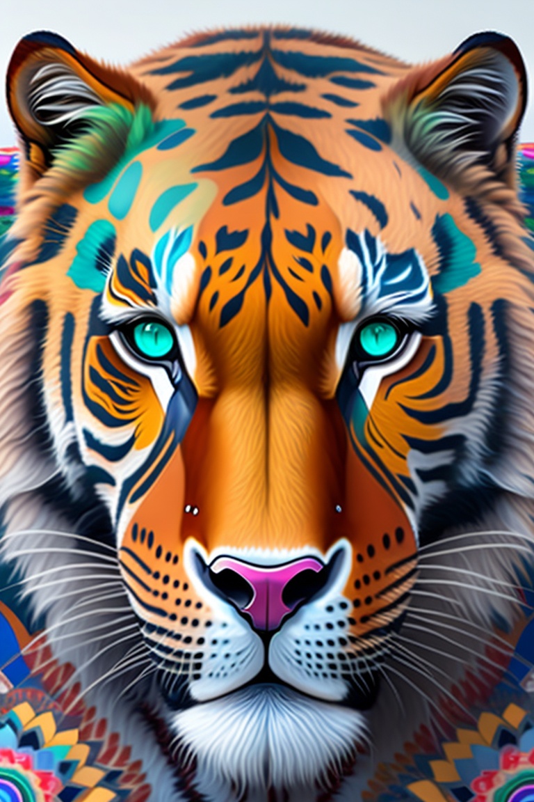 Lexica - Tiger, multicolor, mandala body, mandala face