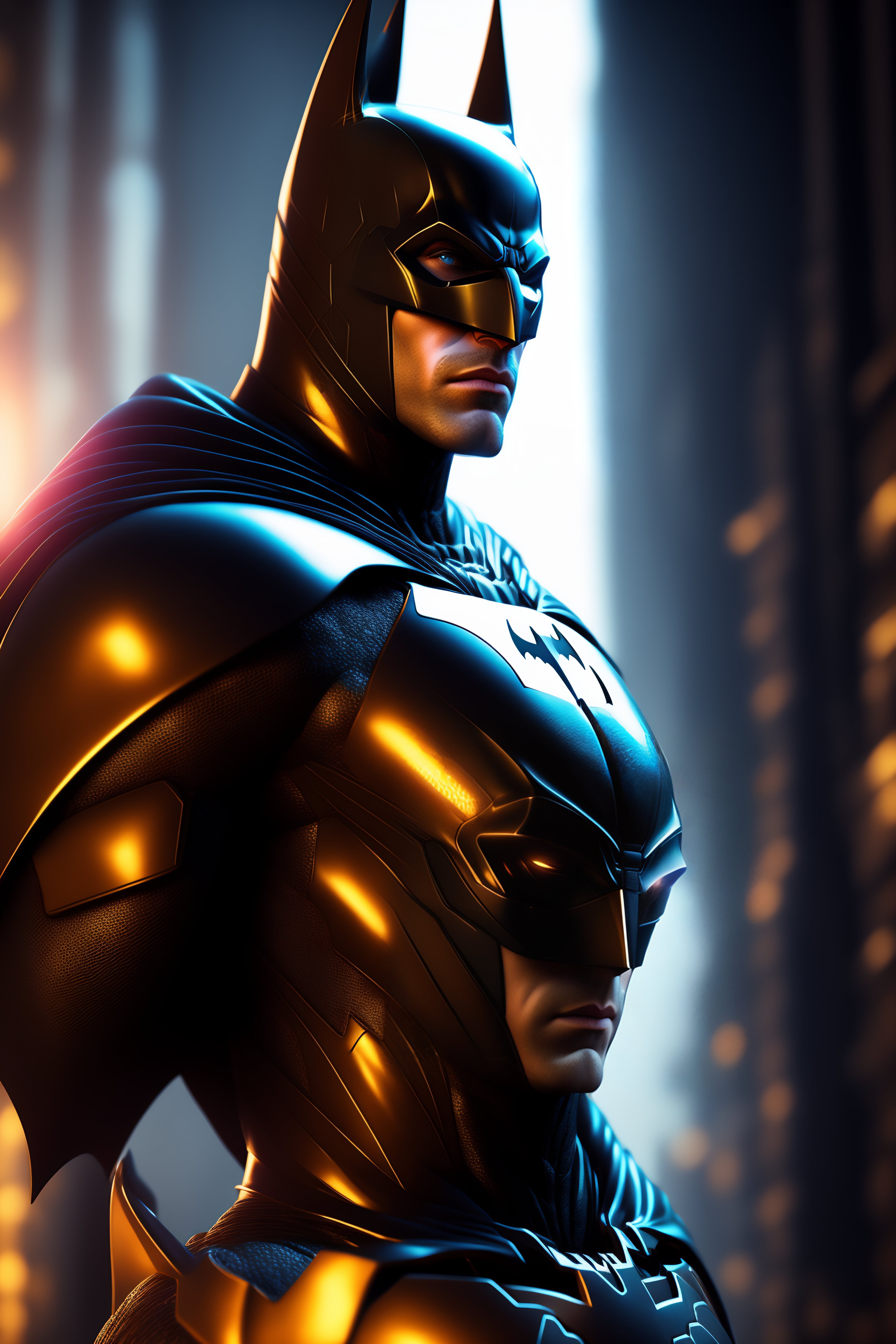 Lexica - Batman wearing techno suit, in ancient hellish environment. hyper  realistic style, character design, full body portrait, exquisite detail,  n...