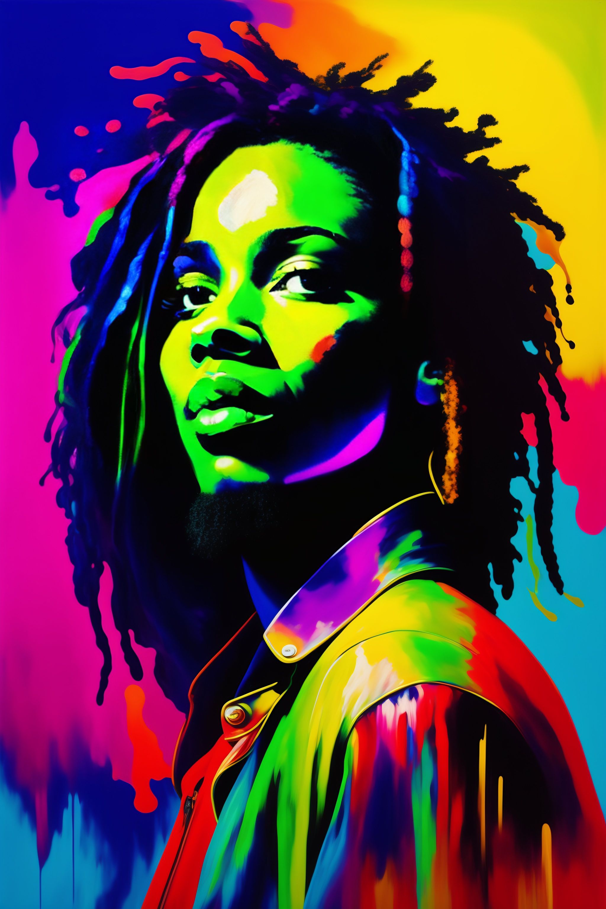 Lexica - Bob Marley, vibrant colors, palette knife oil painting