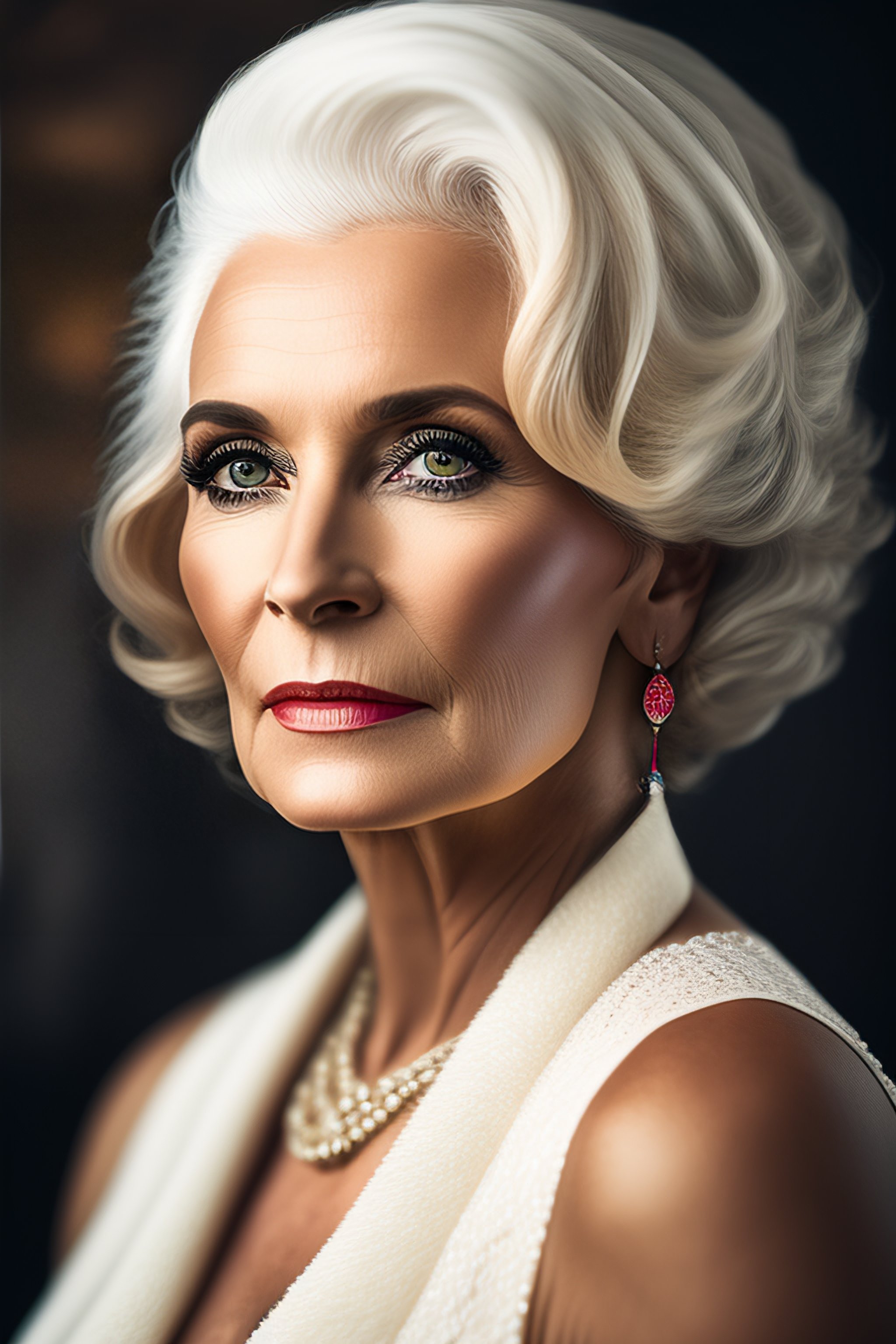 Lexica - Highly detailed Portrait of a beautiful lady with white hair ...