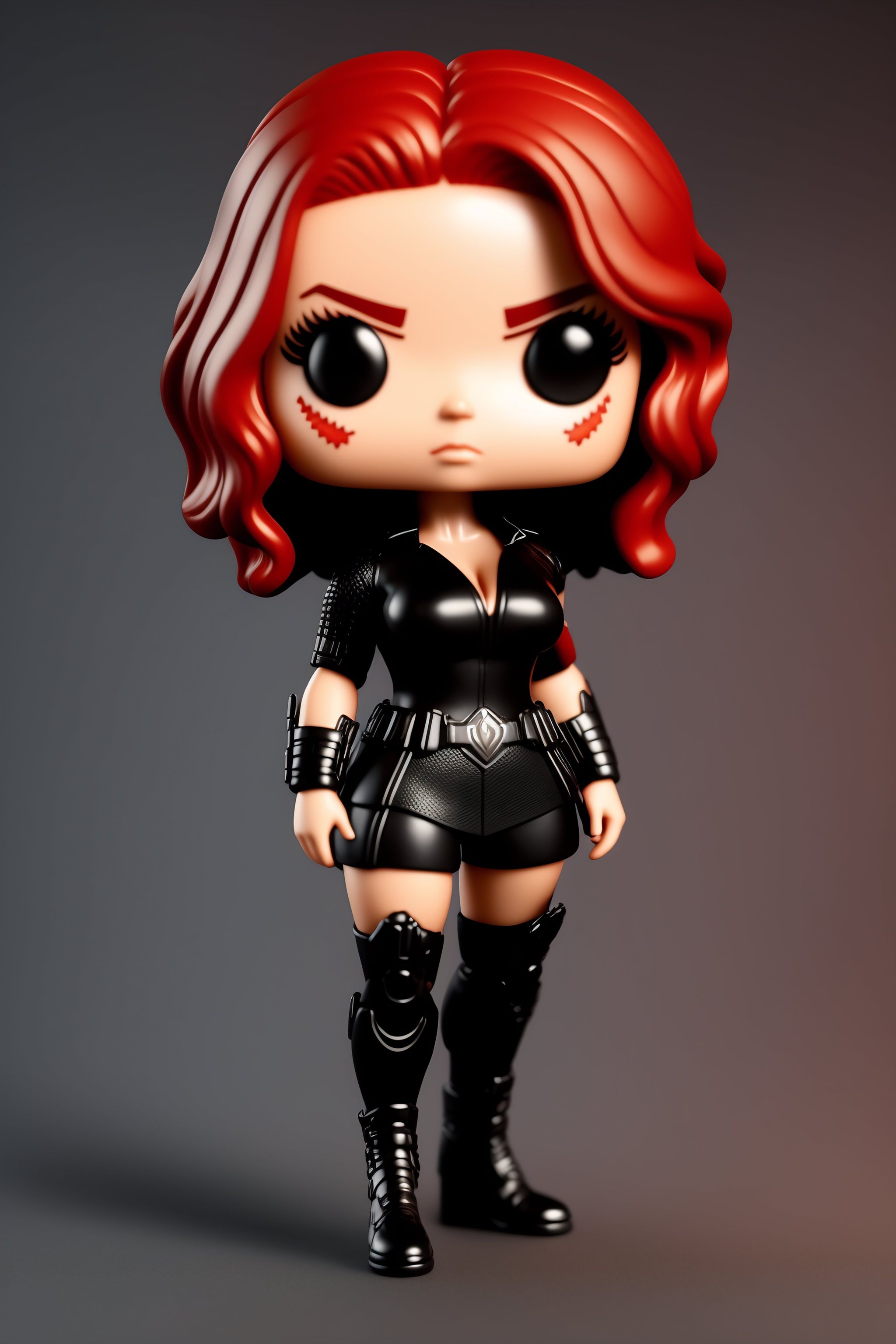 Lexica - Full body 3d render of funko pop black widow