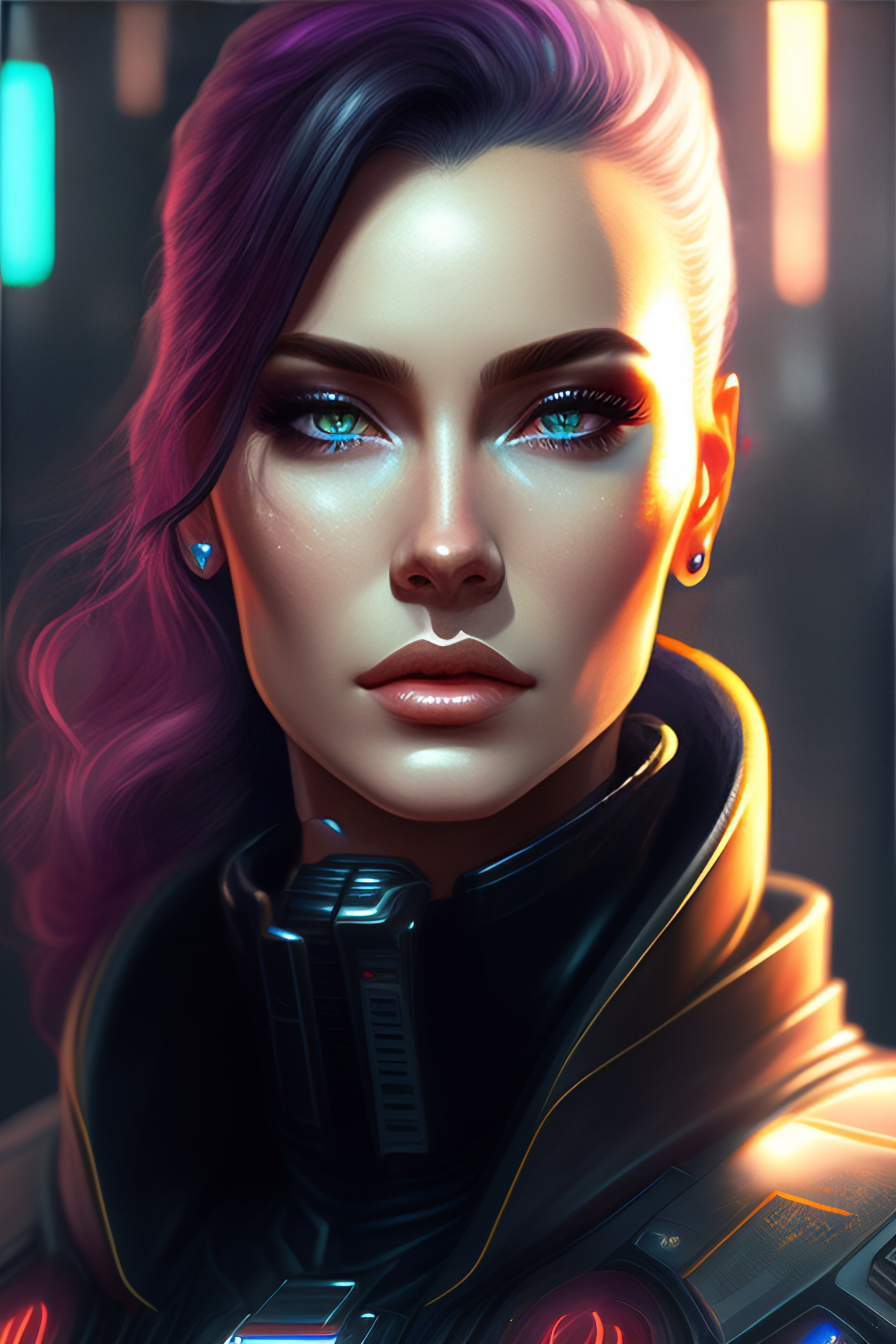 Lexica Cyberpunk Portrait Of Woman As A Cyborg Sci Fi Concept Art Dramatic Artstation