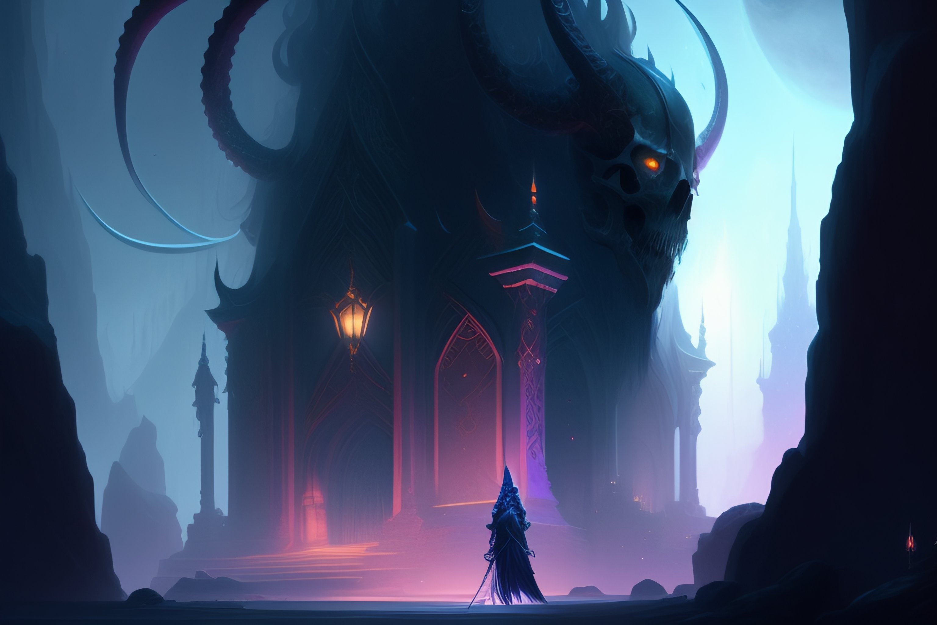 Lexica - Establishing shot of a fantasy spectral archlich with a savage ...