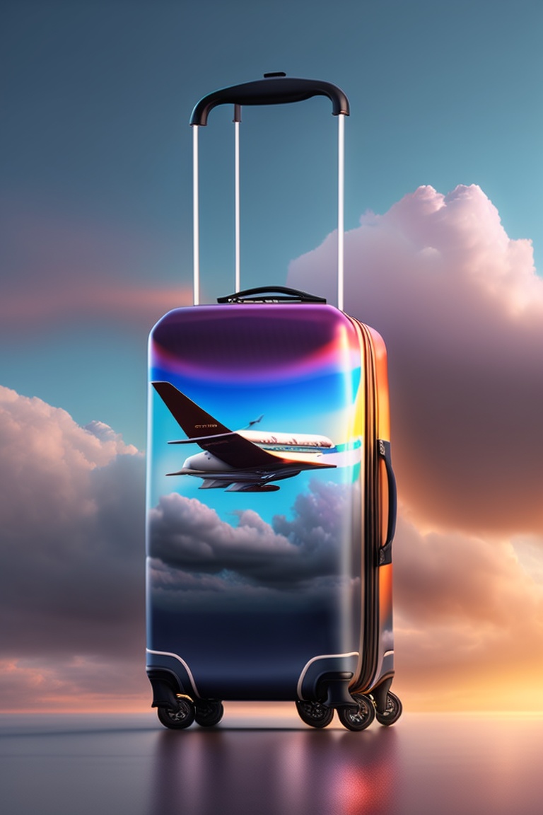 Lexica Passenger Luggage Trolly Bags fly in the sky next to the plane