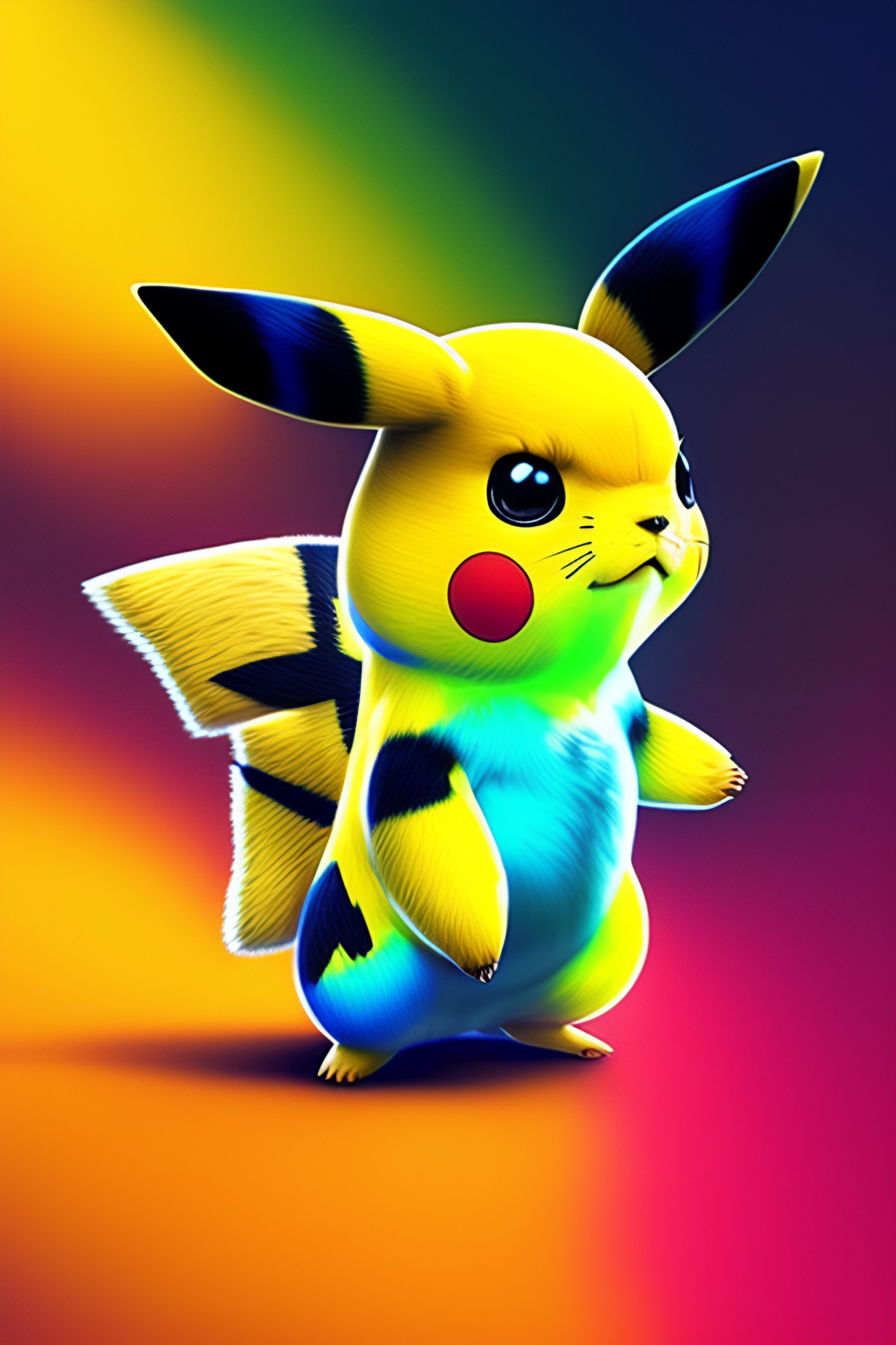 Lexica - Pikachu hecho a mano volando con muchos colores