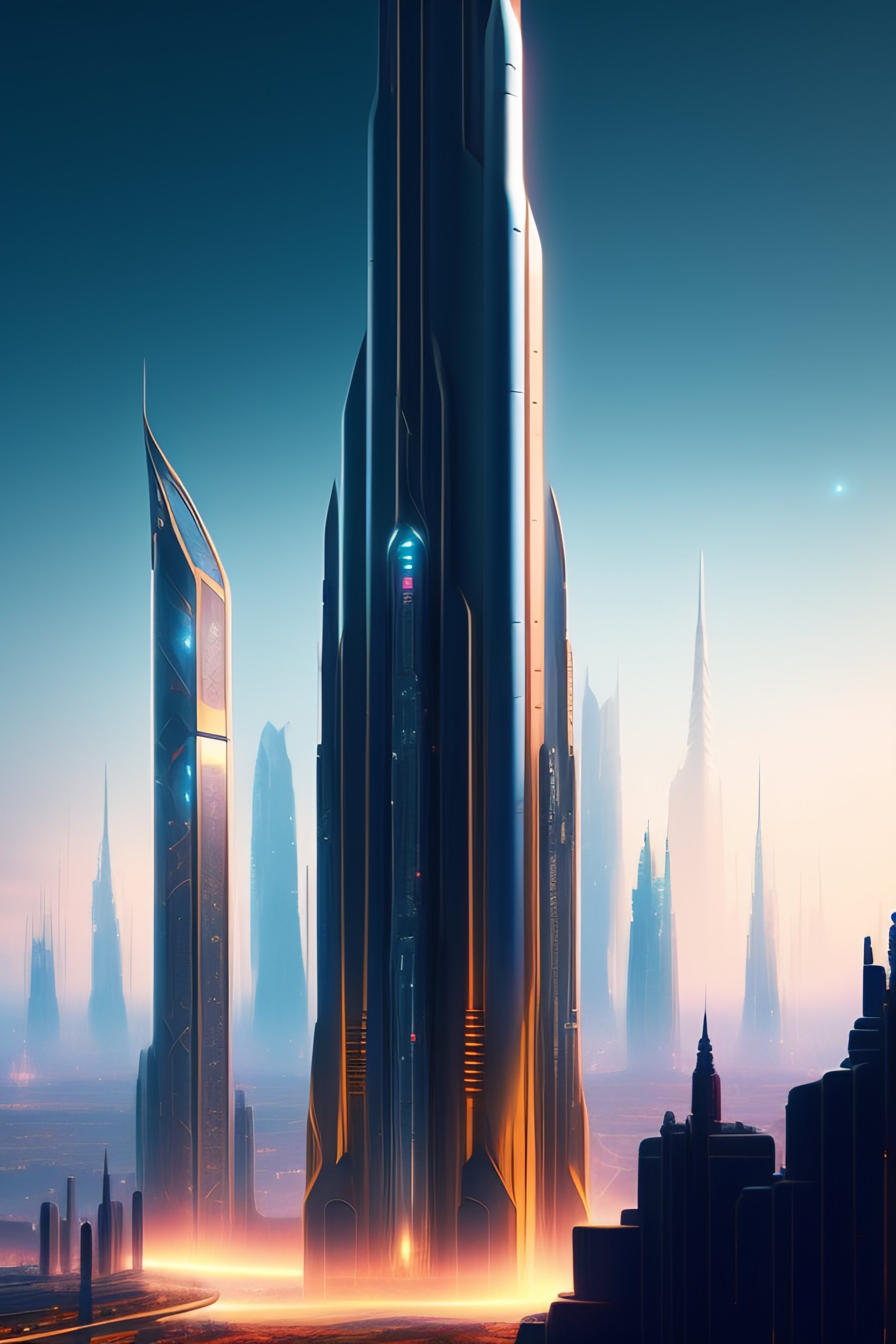 Lexica - A large cyber punk metropolis with a futuristic rocket ...