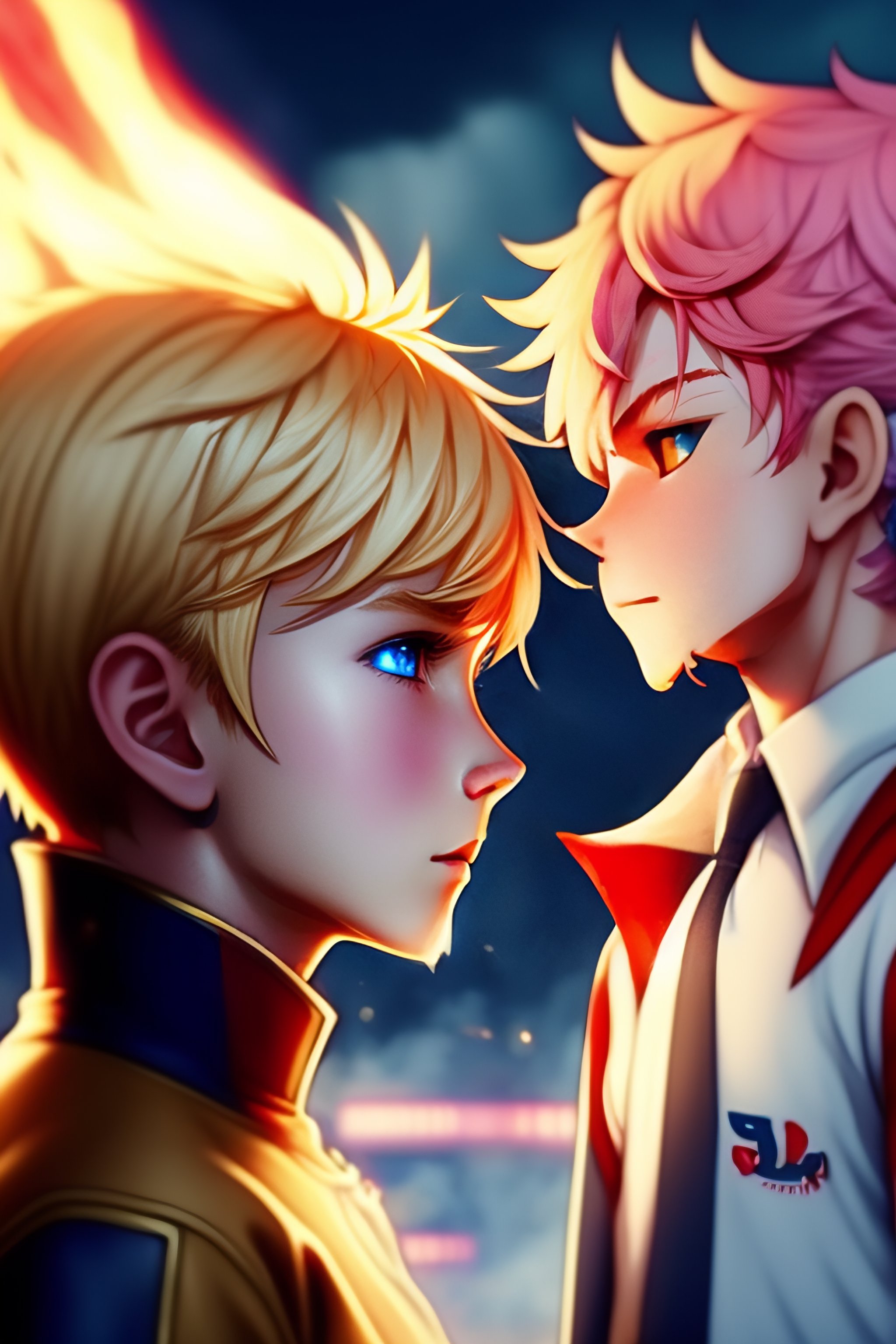 Lexica - A blond human with blue eyes with two red horns and who is a ...