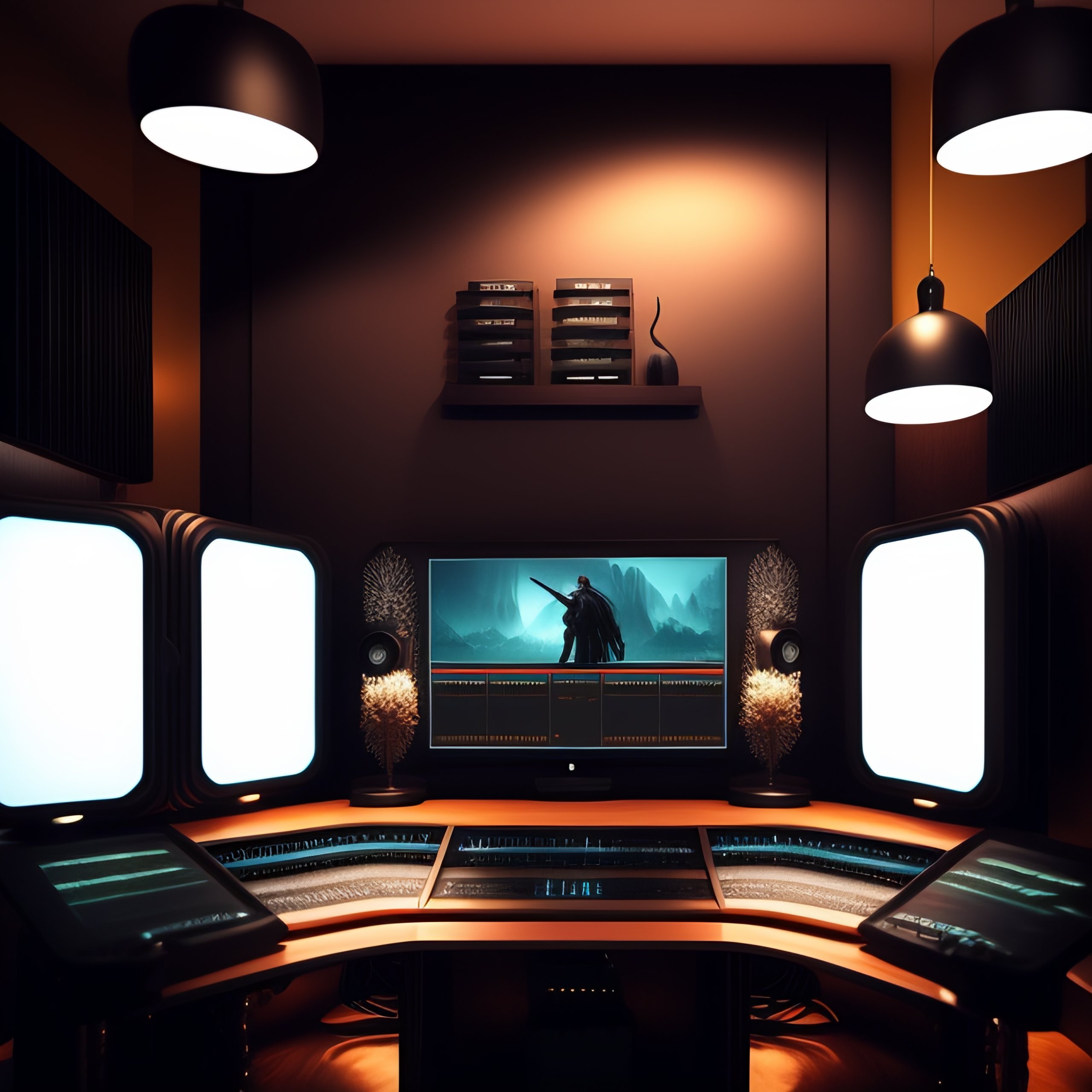 Lexica - Draw a video editing room, Hollywood style. Make it look video ...