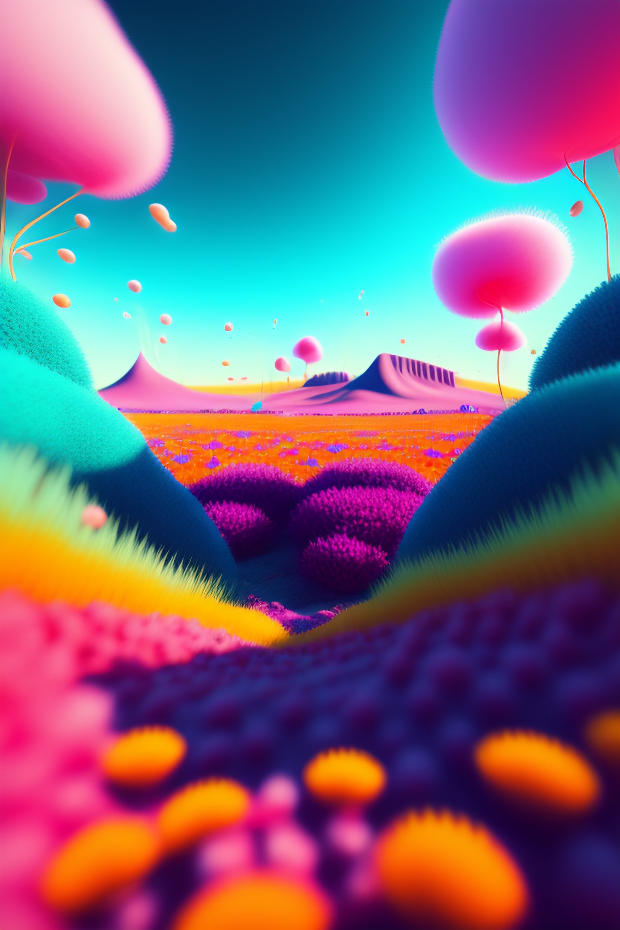 Lexica - Fish eye perspective digital illustration of a field of ...