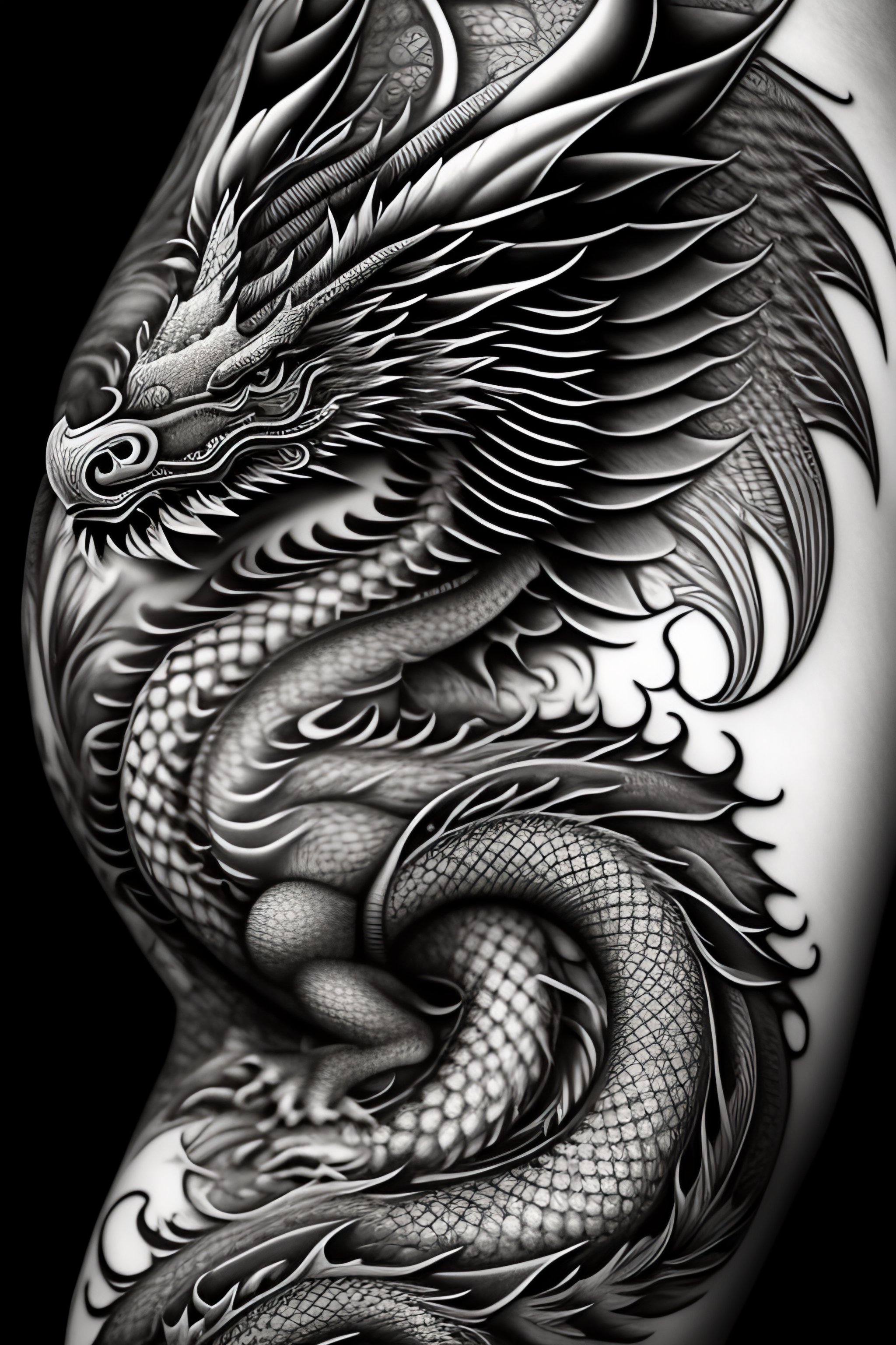 Lexica - Chinese full dragon tattoo wrapping a arm, 8k, high resolution ...