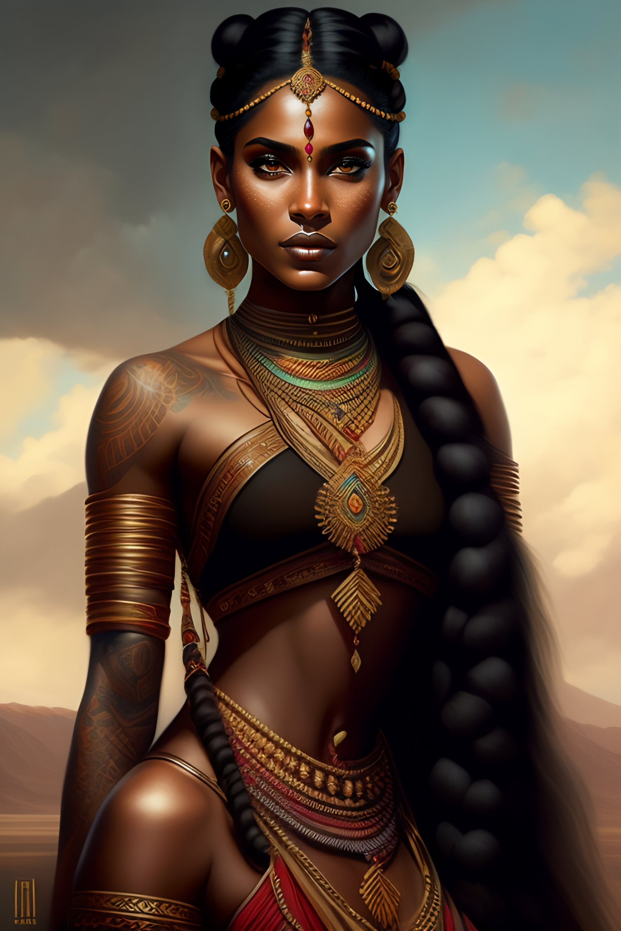 Lexica A Magical Portrait Of A Female Warrior With Beautiful Brown 