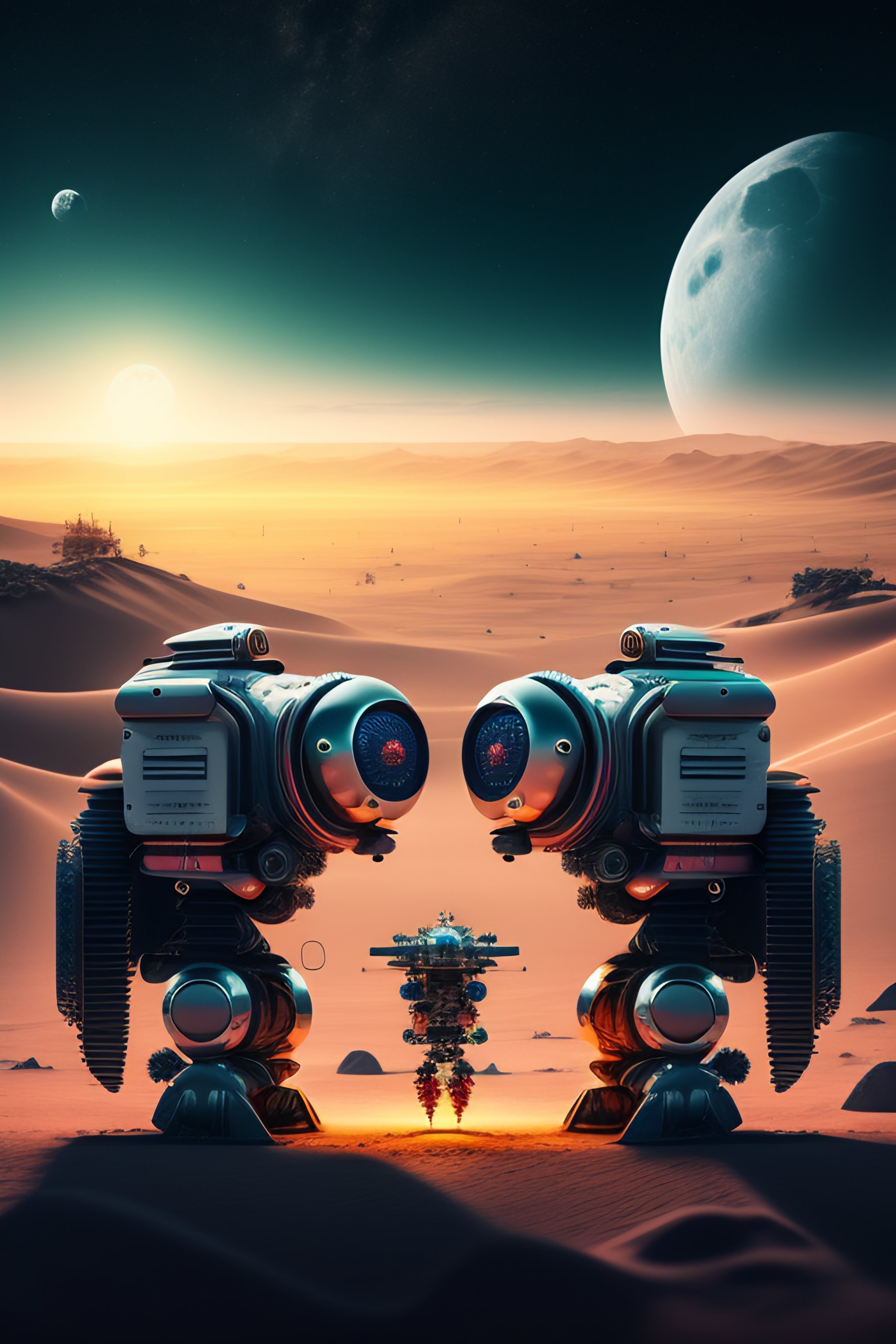 Lexica - Two robots fighting on the moon