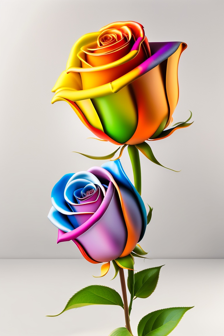 Lexica - Rainbow rose,white background,8K,super clarity,