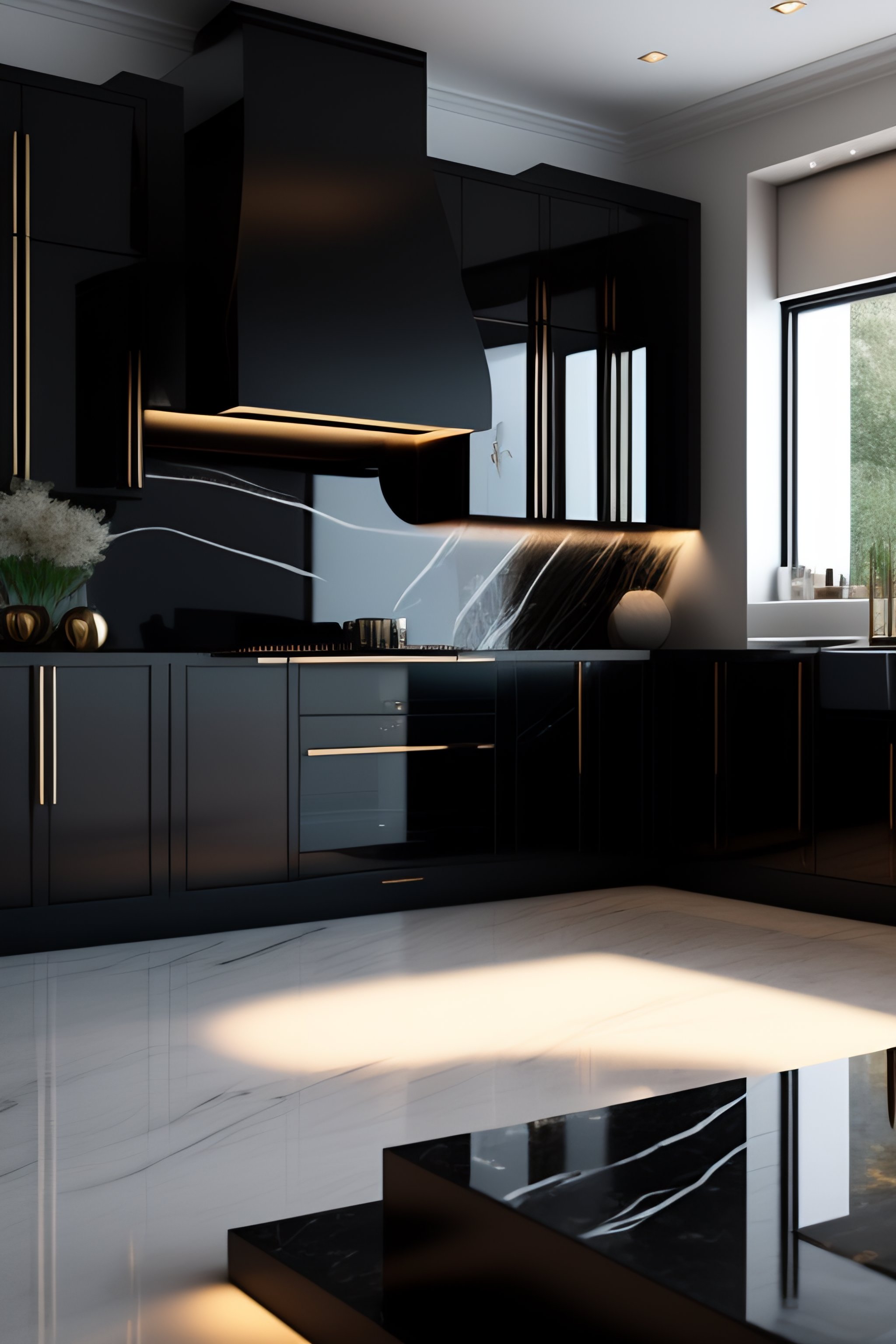 Lexica A High End Luxury Kitchen With Black Marble