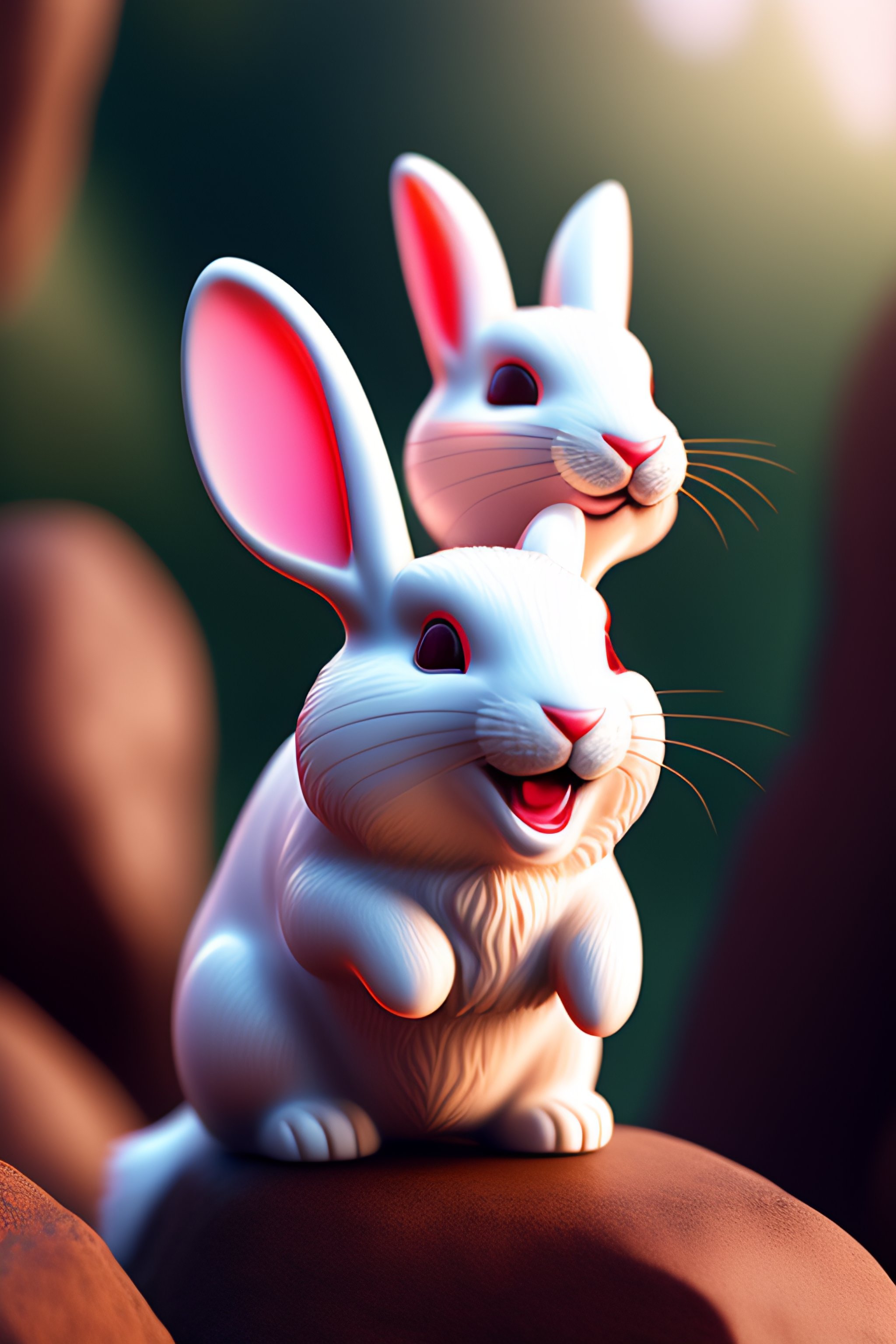 Lexica - 3d white rabbit, red eyes, pink nose, five fingers hands ...