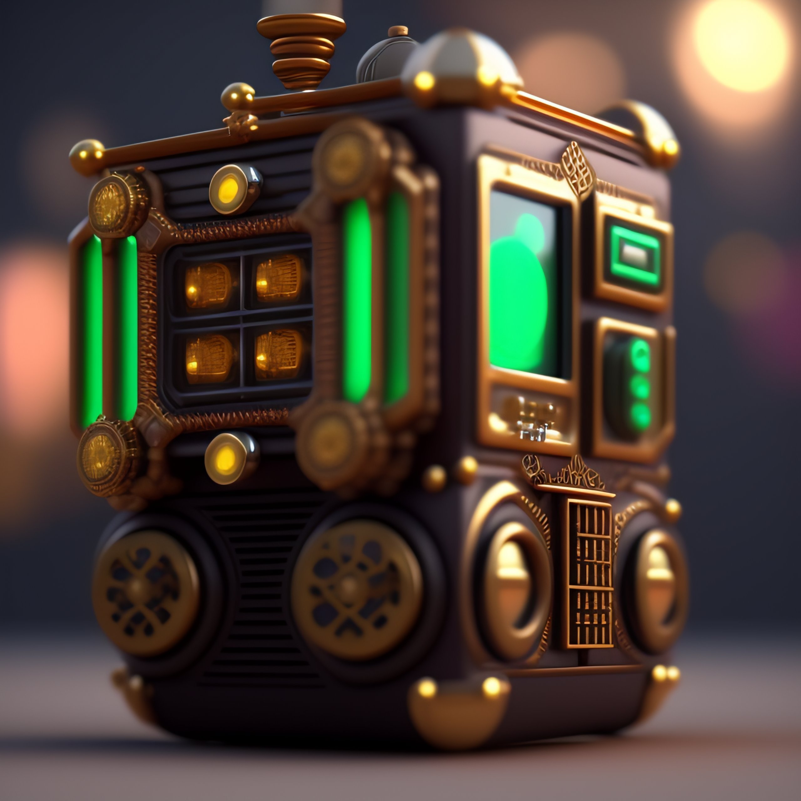 Lexica - C4D render of a steampunk game boy with mechanical gears ...