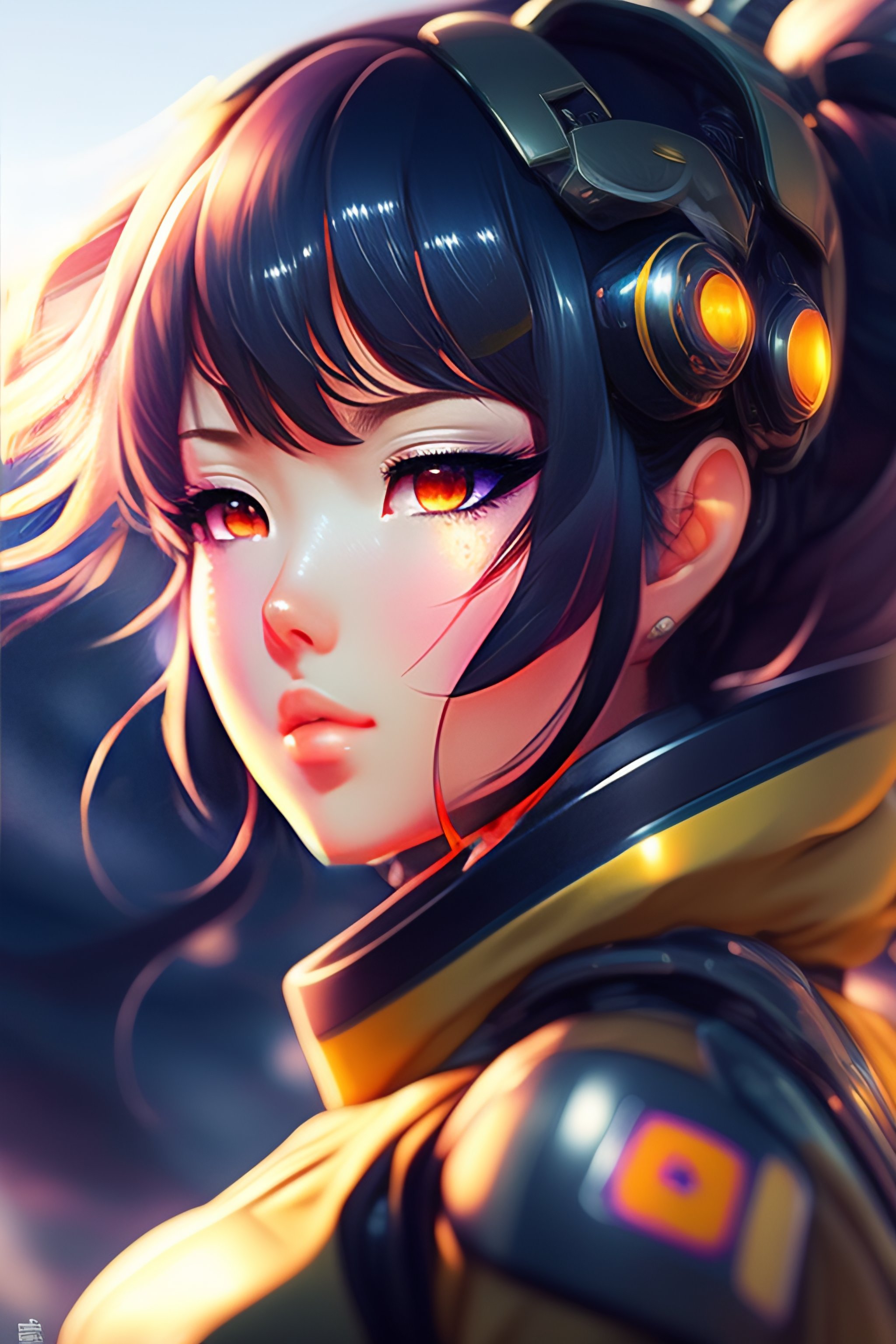 Lexica - Portrait Anime Commander Girl Neon-cybernetic cute-fine-face ...