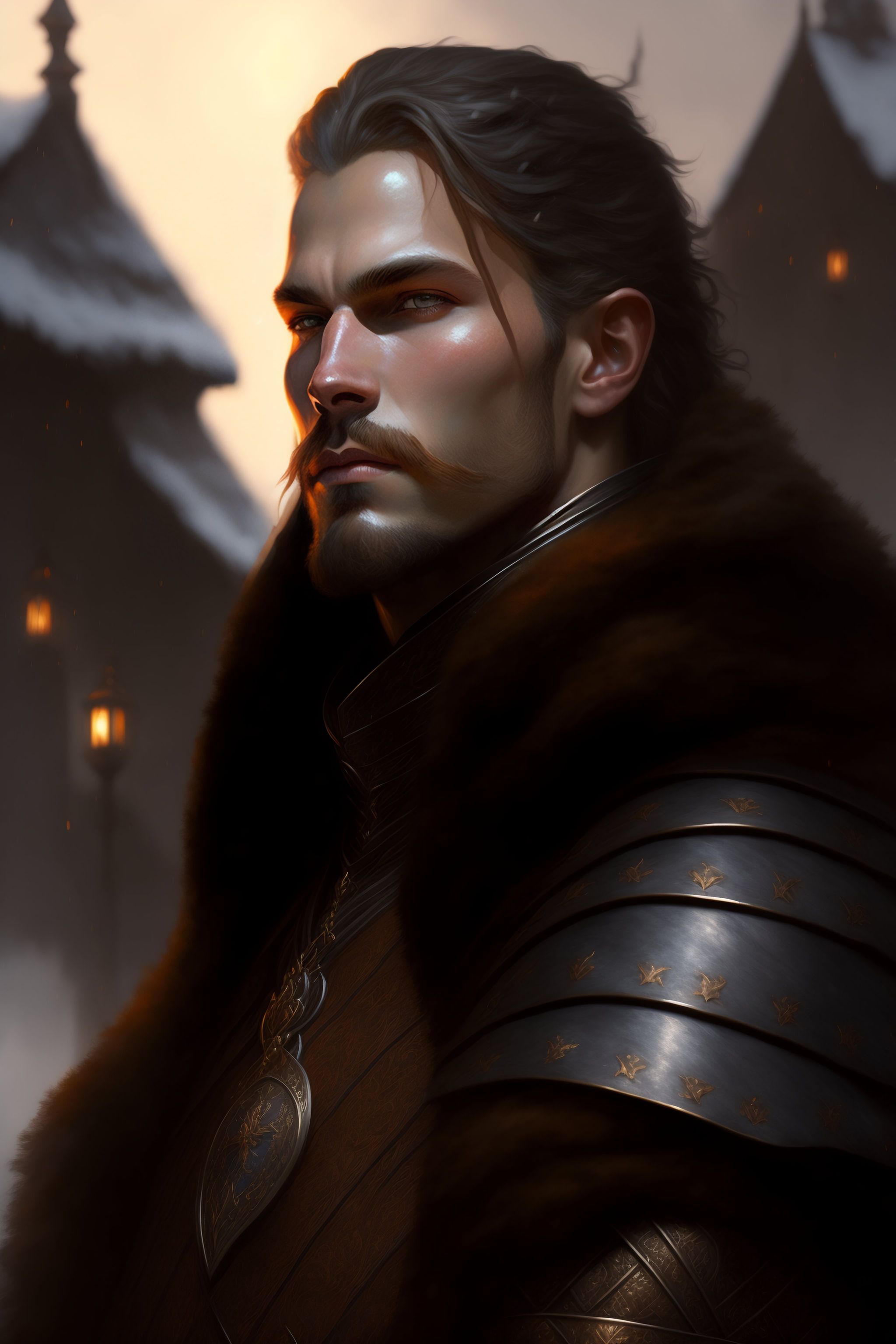 Lexica - Medieval portrait of a nordic man sharp features, grim, cold ...