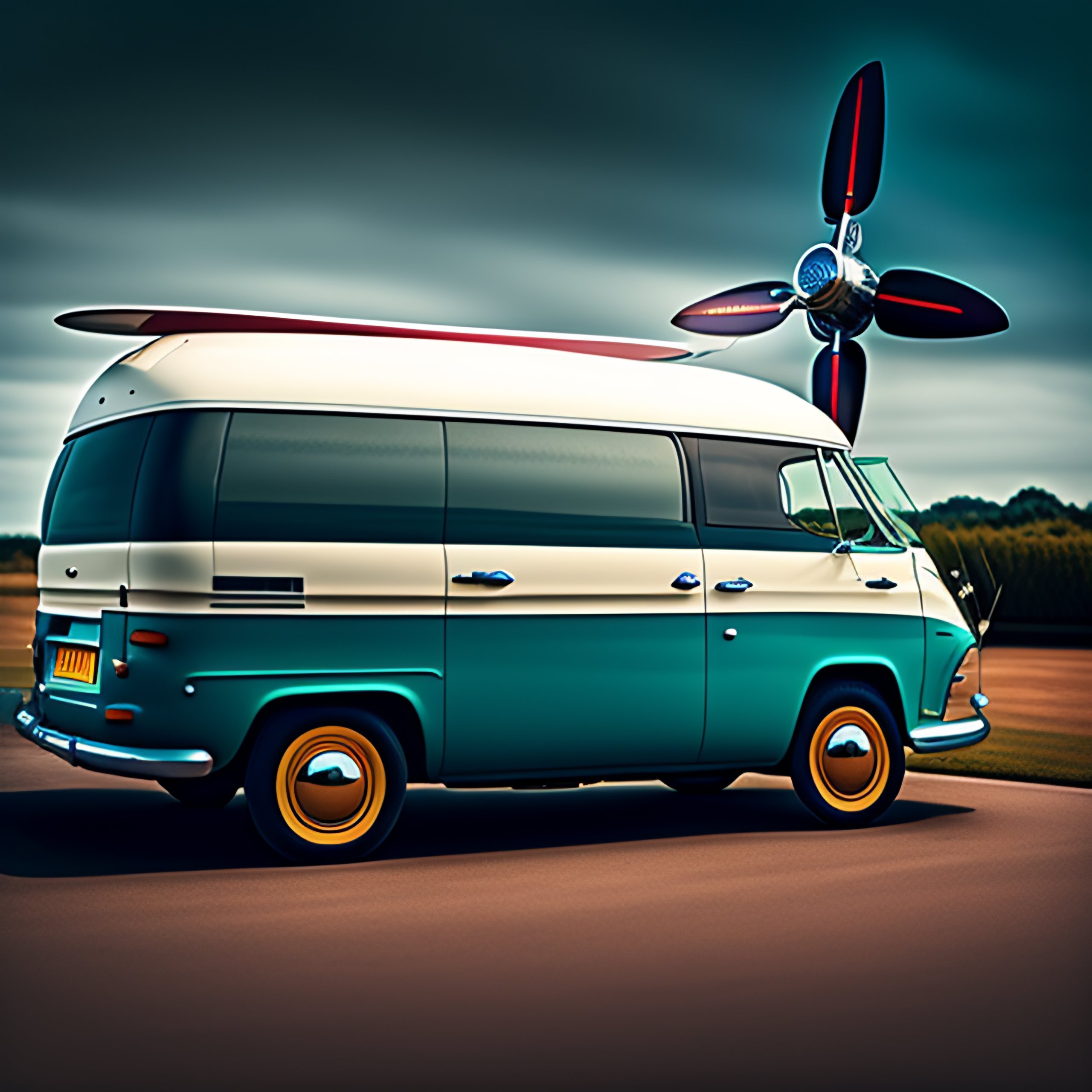 Lexica - A van with a propeller on top