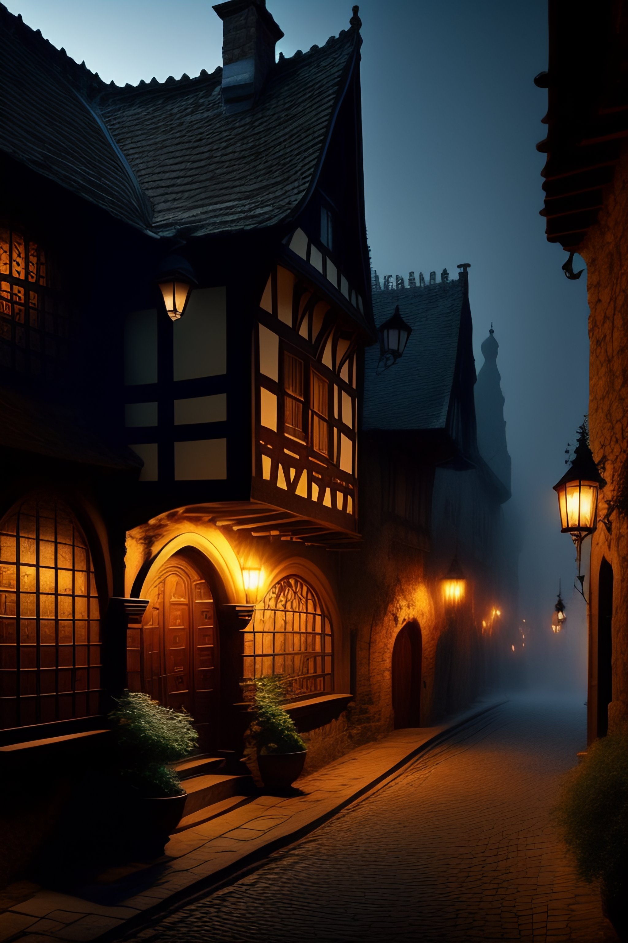 Lexica - Old medieval town gothic nightscape decay mist dirt dust map