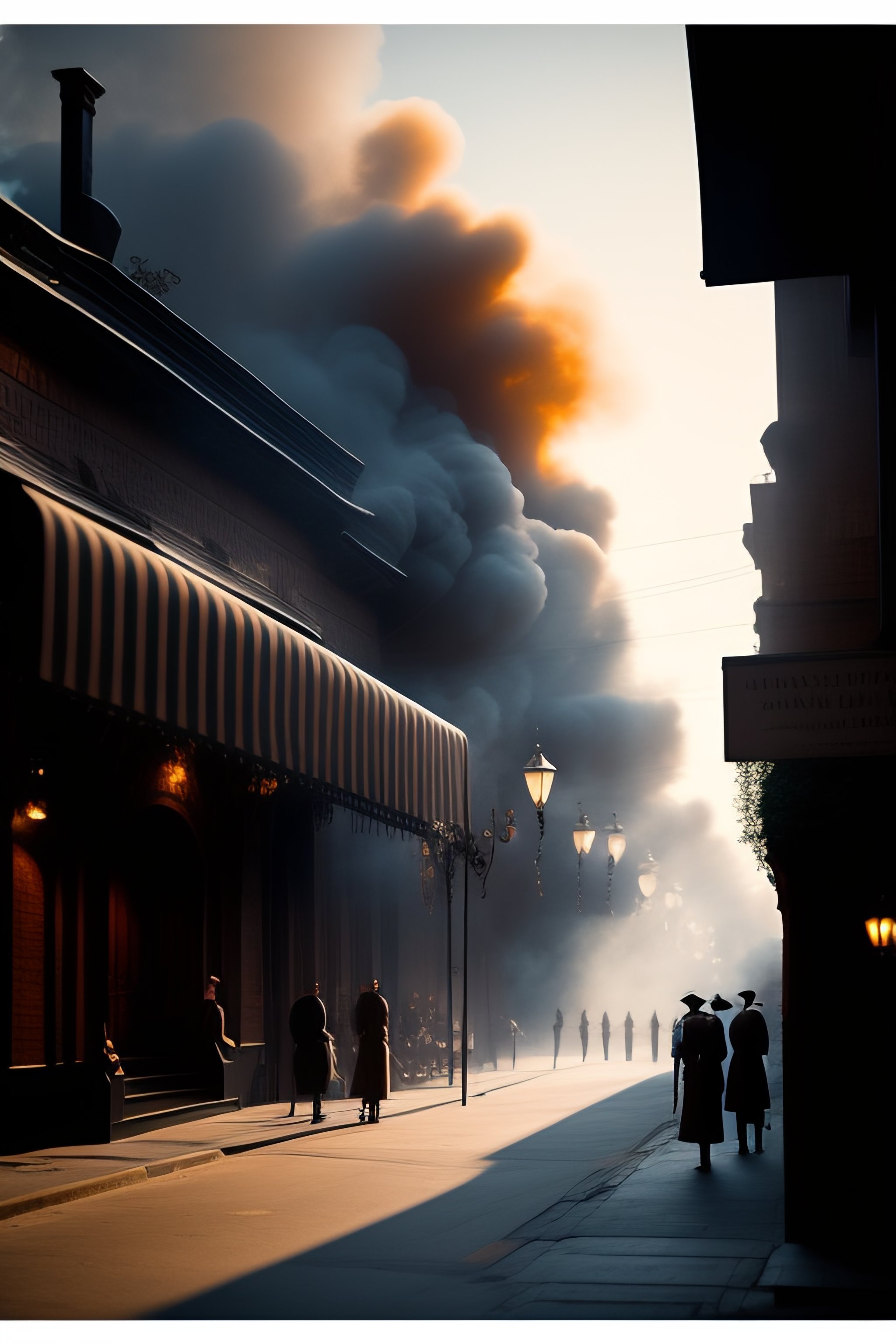 Lexica - 1920s stage setting, Smokey backstreet scene