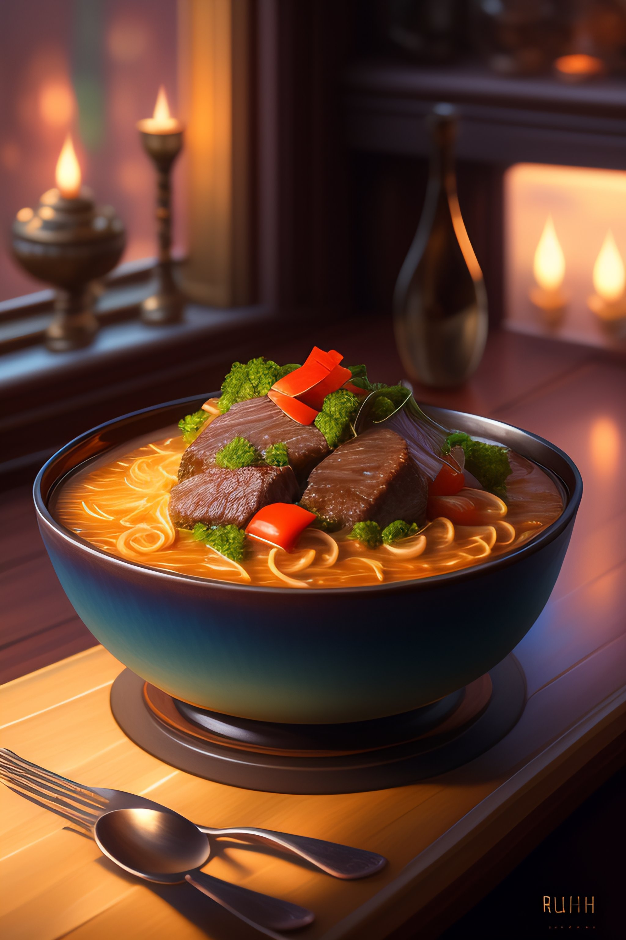 Lexica - Highly detailed bowl beef stroganoff, stephen bliss, unreal ...