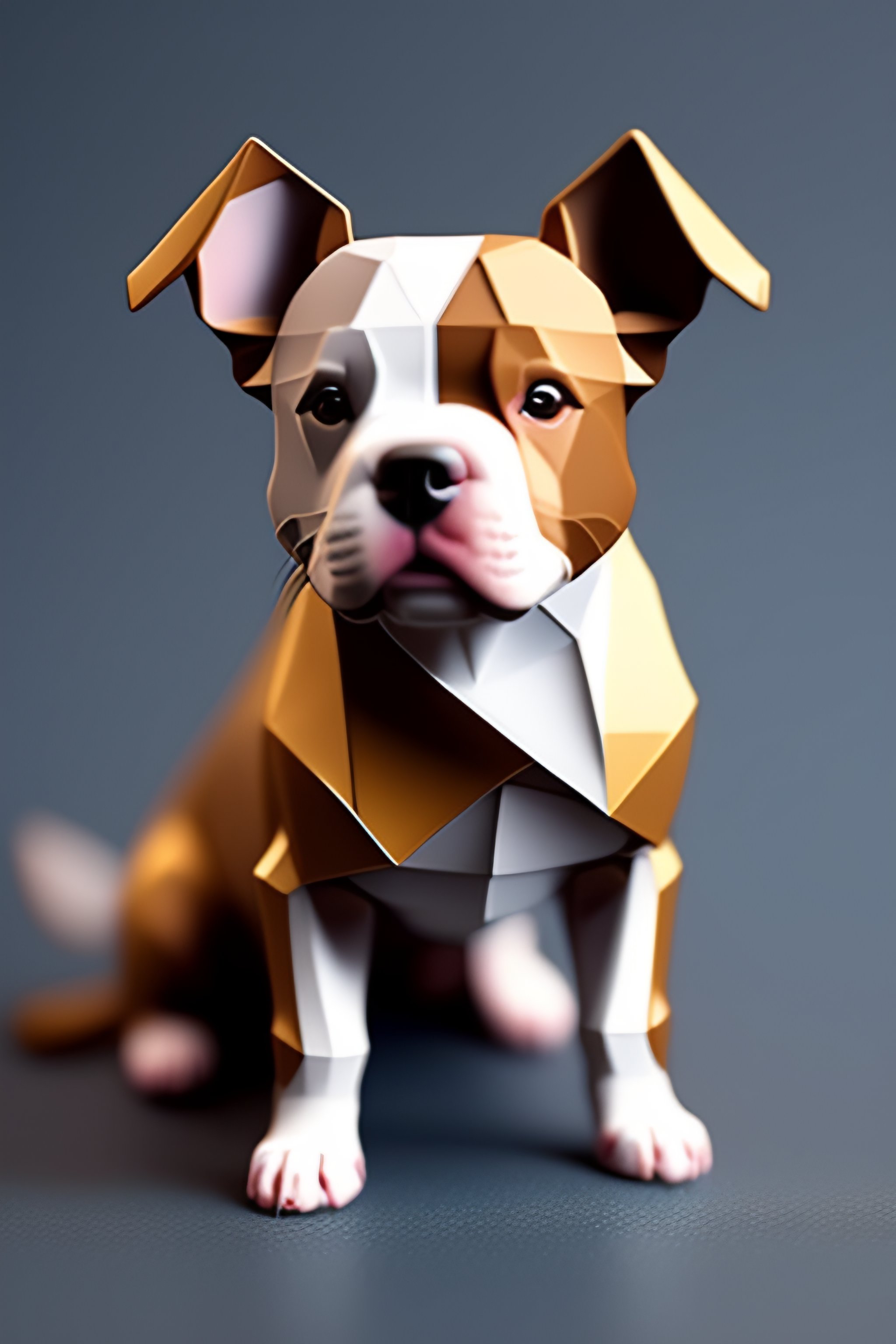 Lexica - Low poly kawaii pit bull puppy origami japan